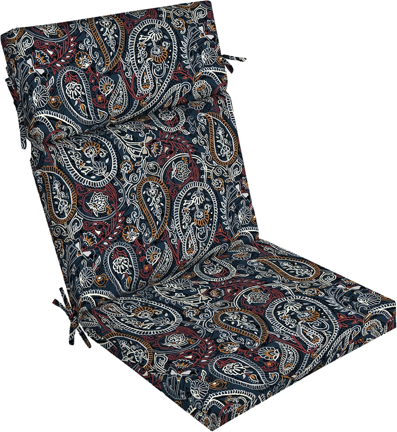 Arden – Cojín para sillas de exteriores, 21 x 20 pulgadas, a prueba de lluvia y resistente a la decoloración, diseño estampado de cachemira azul