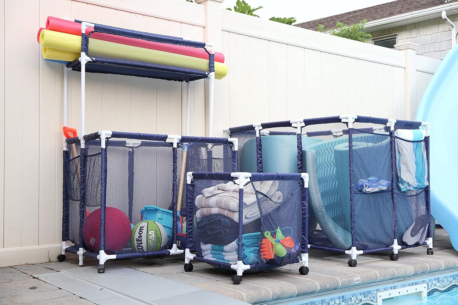 Essentially Yours Cubo organizador pequeño con ruedas para piscina, (18 pulgadas de ancho x 18 pulgadas de largo x 20 pulgadas de alto), estilo