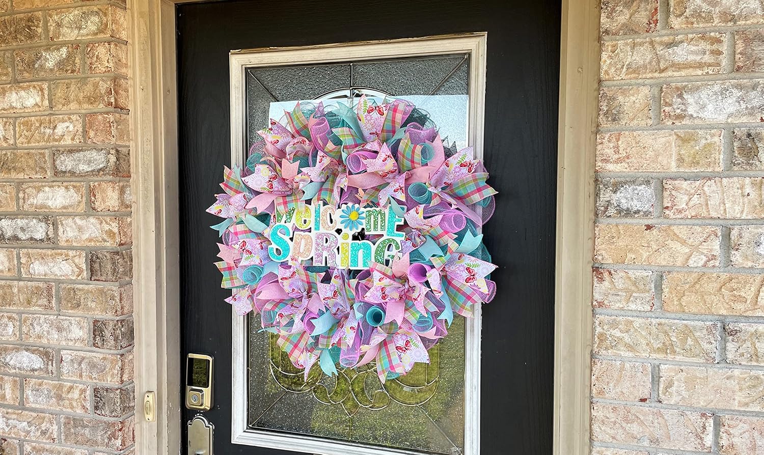 Welcome Spring Butterfly! Deco Mesh Front Door Wreath, Indoor Outdoor, Farmhouse Country Traditional Decor