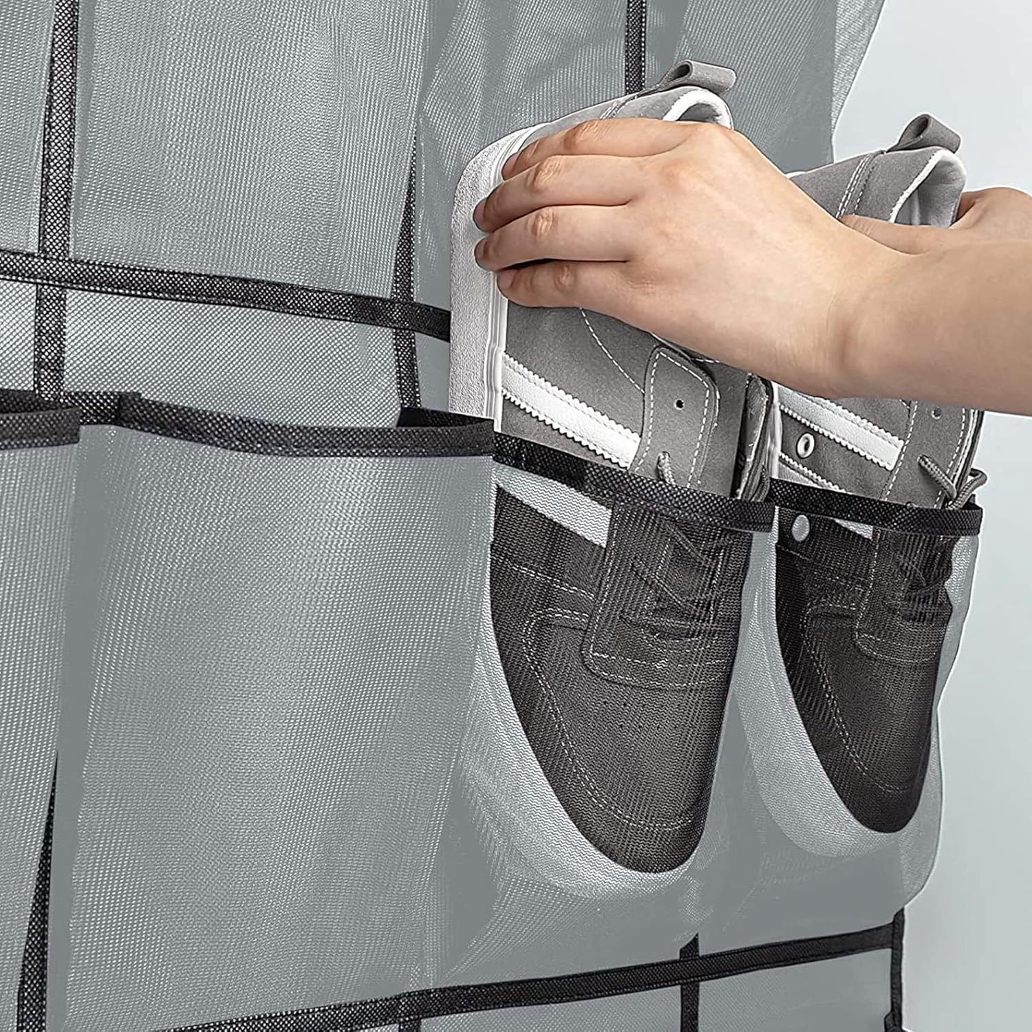 C&AHOME Organizador de zapatos con 28 bolsillos grandes de malla sobre la puerta, organizador de zapatos colgante, zapatero para puerta, organizador