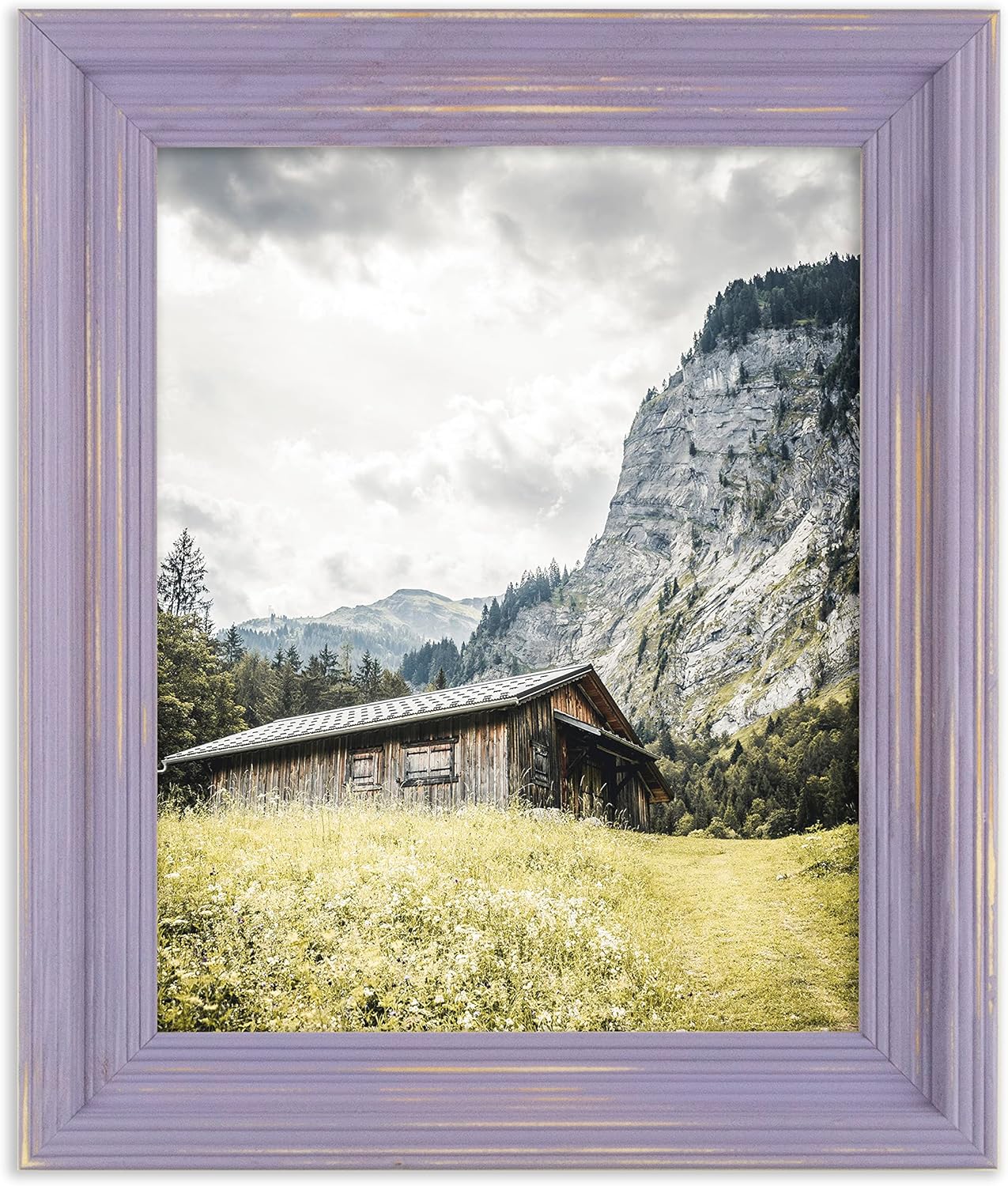 Marco de fotos color lila francés envejecido de madera maciza, 16 x 20 pulgadas