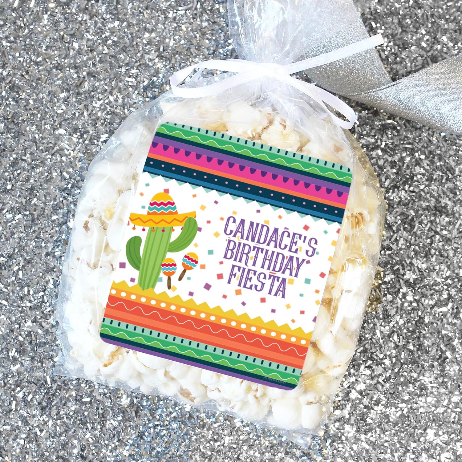 Etiquetas adhesivas personalizadas para bolsa de chips de cumpleaños de fiesta mexicana, etiquetas personalizables para bolsas de aperitivos y