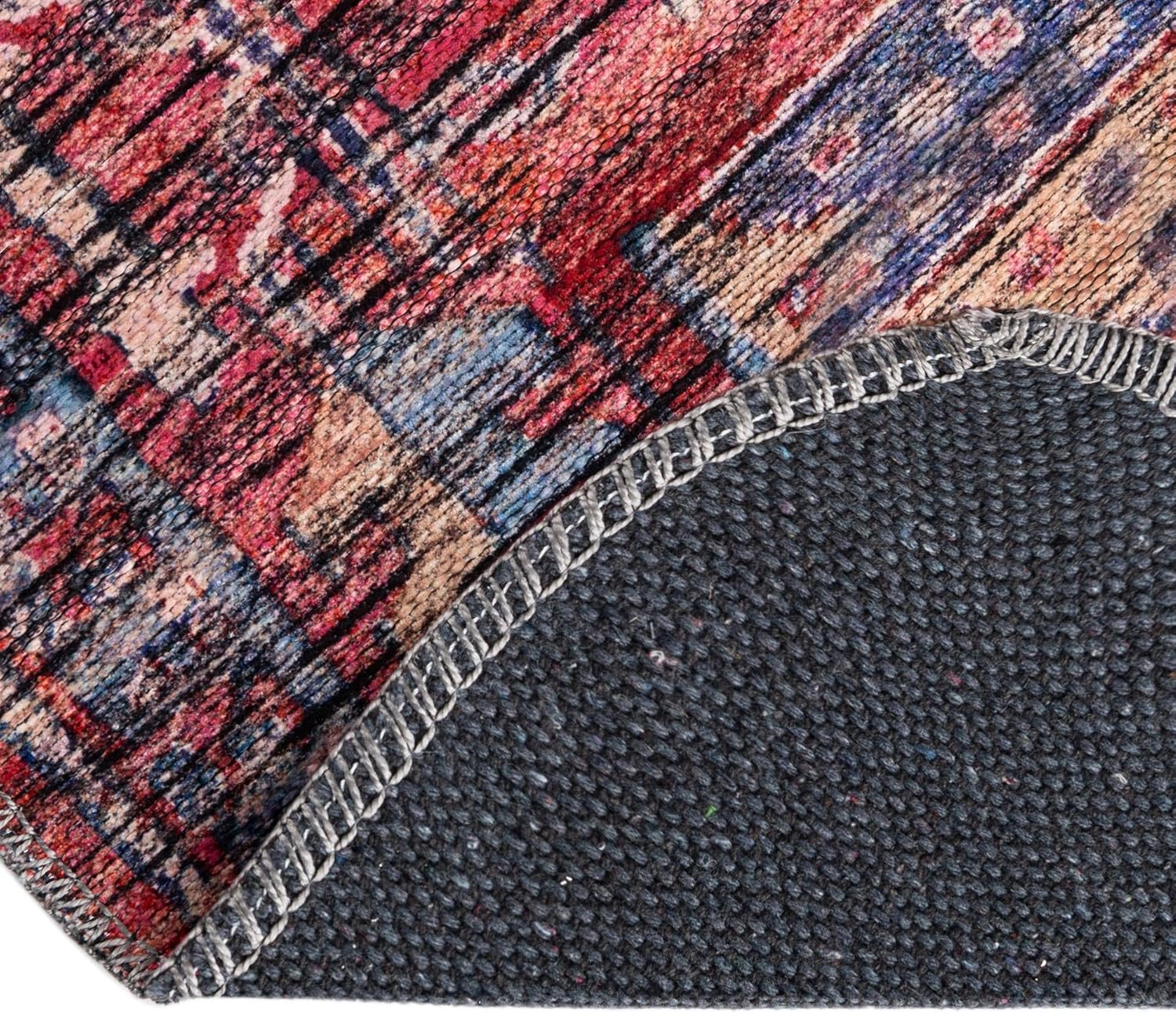 Rugs.com Maahru Collection – Alfombra lavable, alfombra ovalada de pelo bajo de 4 x 6 pies, color rojo óxido, perfecta para salas de estar,