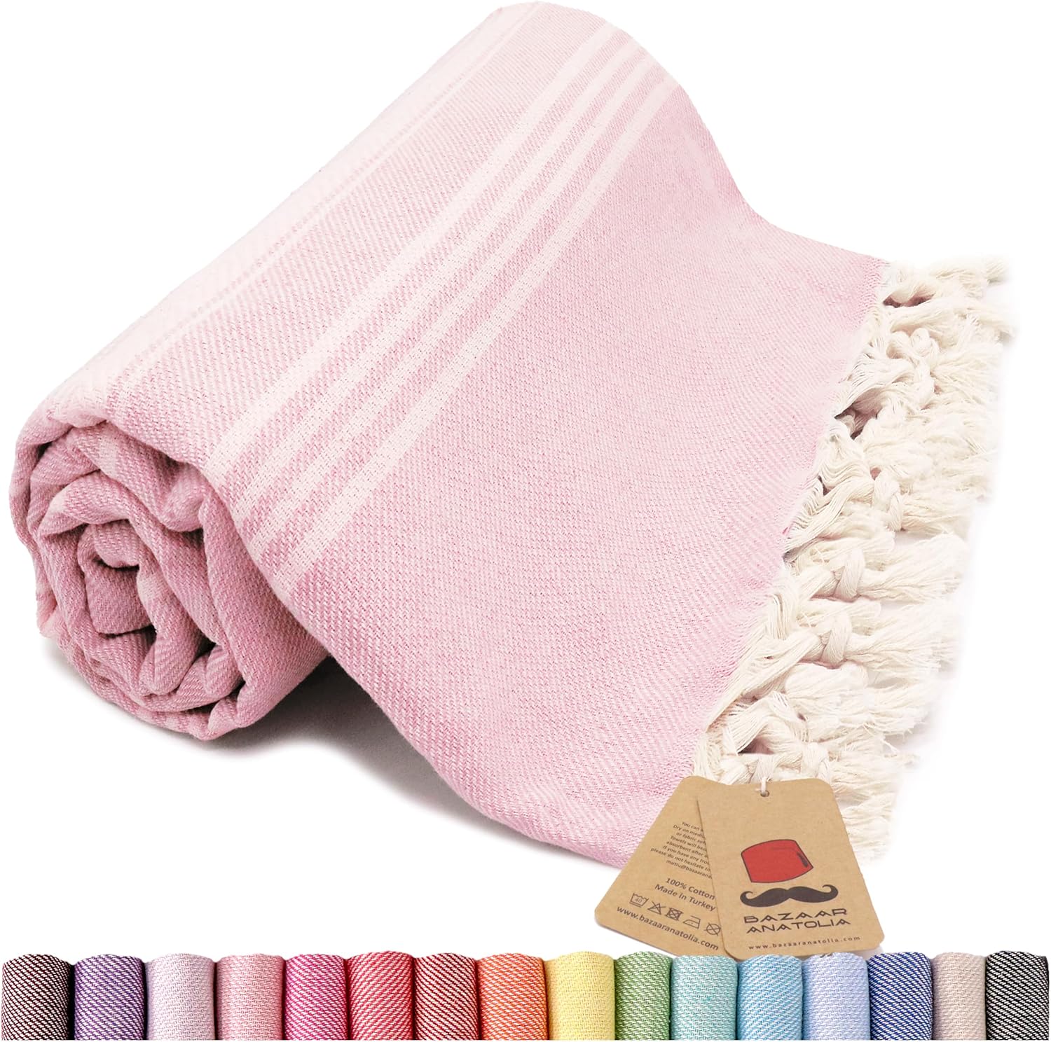 Bazaar Anatolia Toalla de playa turca 100% algodón, toallas de baño de gran tamaño, secado rápido, estilo bohemio, estilo granja, decoración de