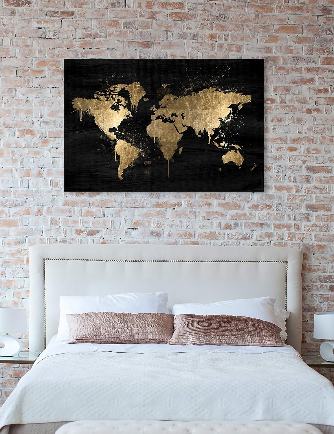 Oliver Gal Mapamundi Gold – Lienzo decorativo para pared, diseño de mapas
