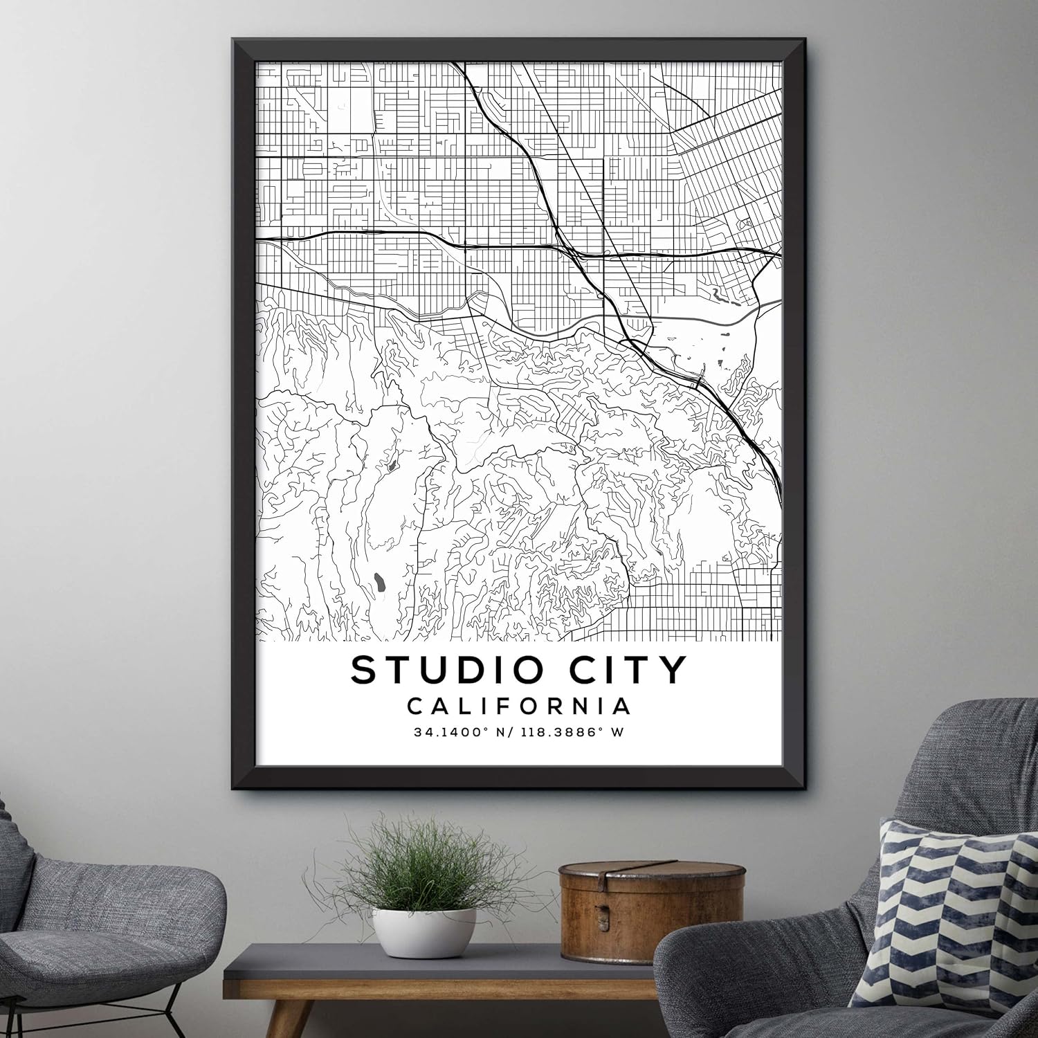 Mapa de Studio City, California, Light 2 (18×24)