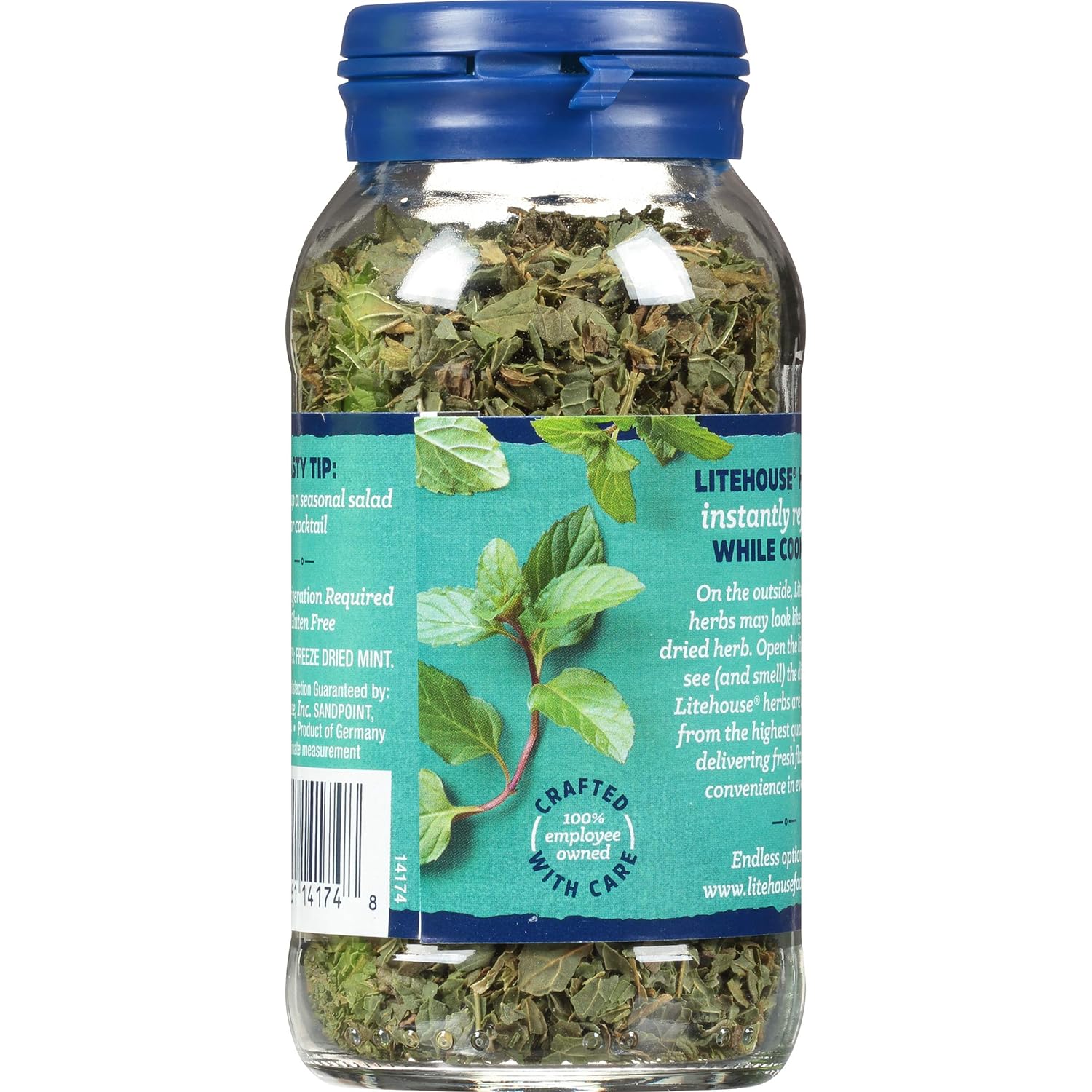 Litehouse Menta liofilizada  Sustituto de menta fresca, tarro igual a 4 racimos de menta fresca, orgánico, condimento de menta, sin OMG, sin gluten,