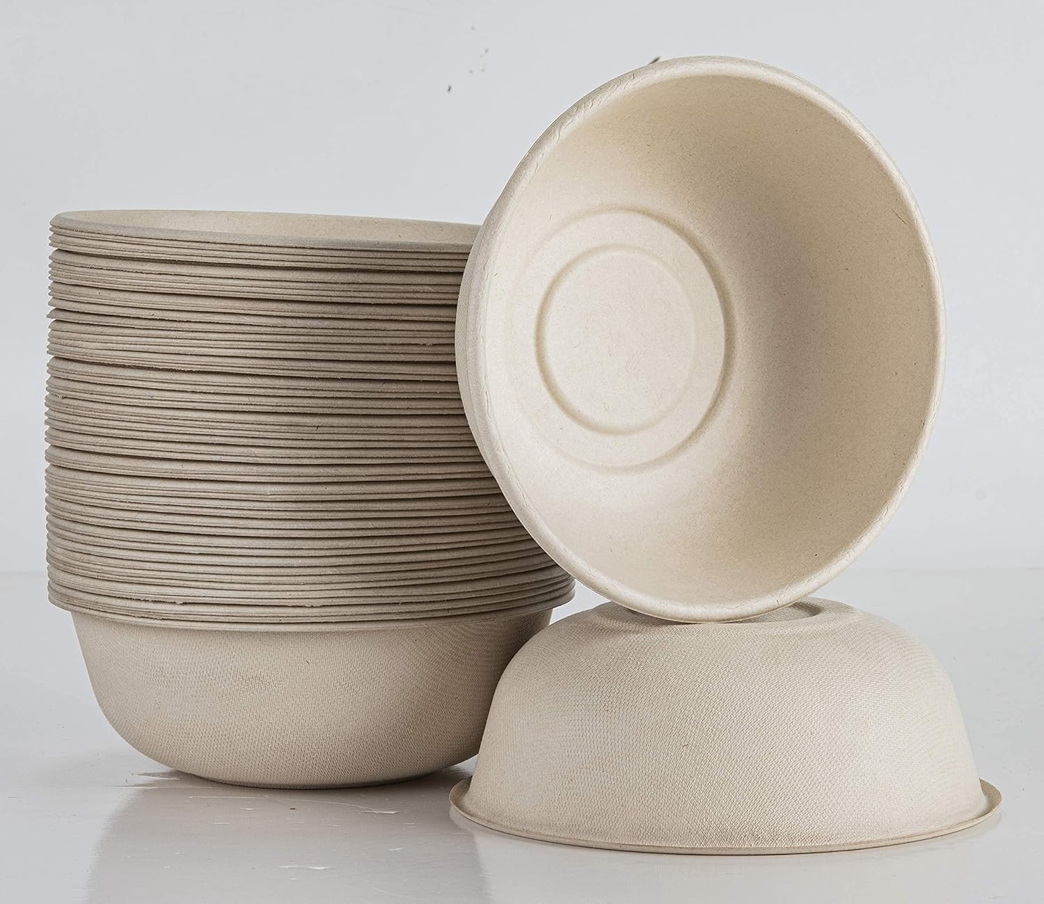 Cuencos de papel desechables, 24 onzas paquete de 50 Tazón grande – 100% compostable, biodegradable, ecológico, conveniente para el uso diario para