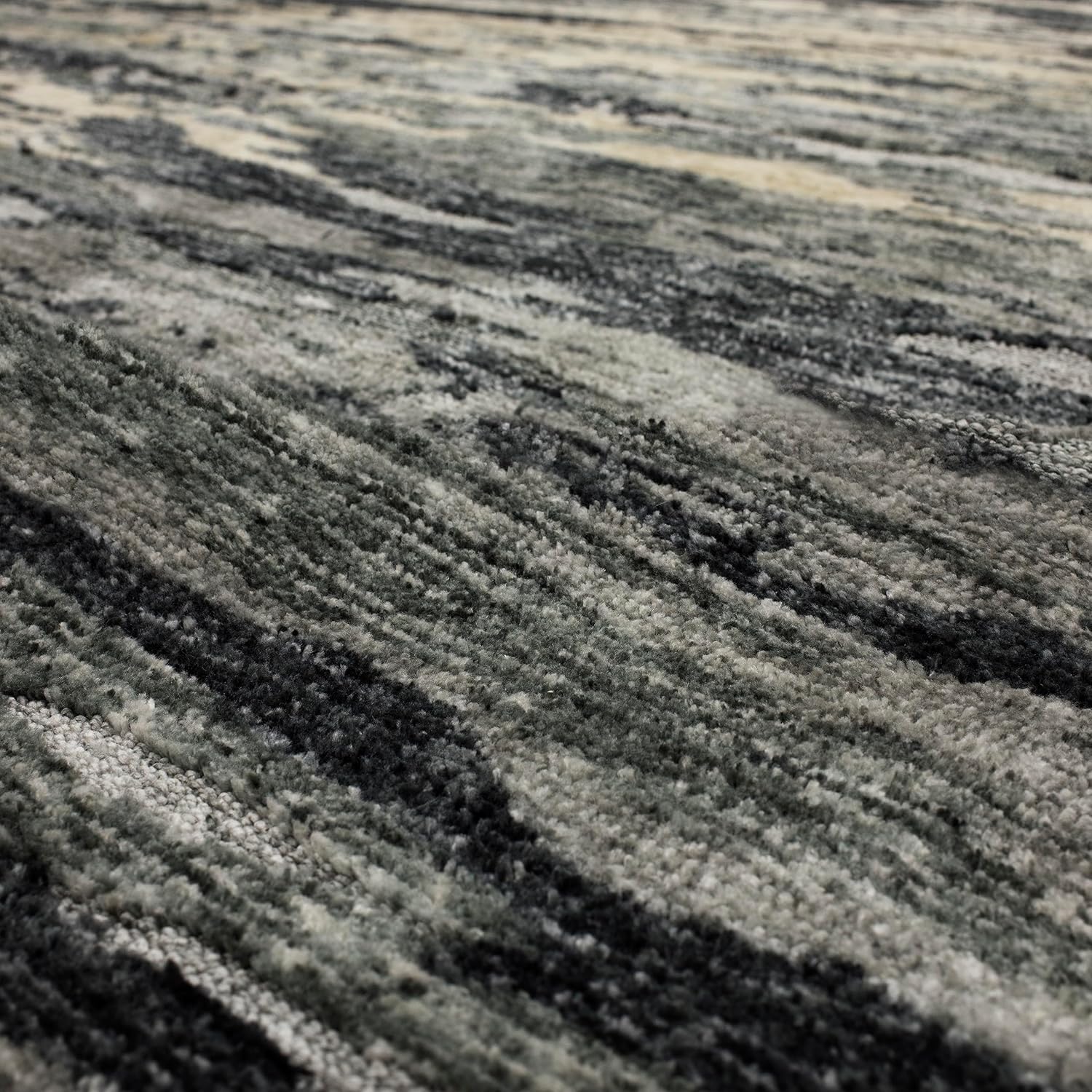 Scott Living by Drew & Jonathan Huron – Alfombra moderna abstracta a rayas color carbón de 2 pies 4 pulgadas x 7 pies 10 pulgadas, perfecta para