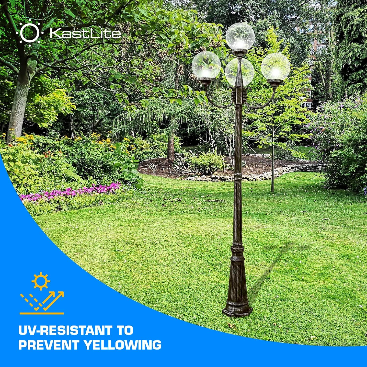 KastLite Globo de poste de lámpara de acrílico transparente de 8 pulgadas  Textura suave con cuello de ajuste de 3.91 pulgadas  Fabricado en los