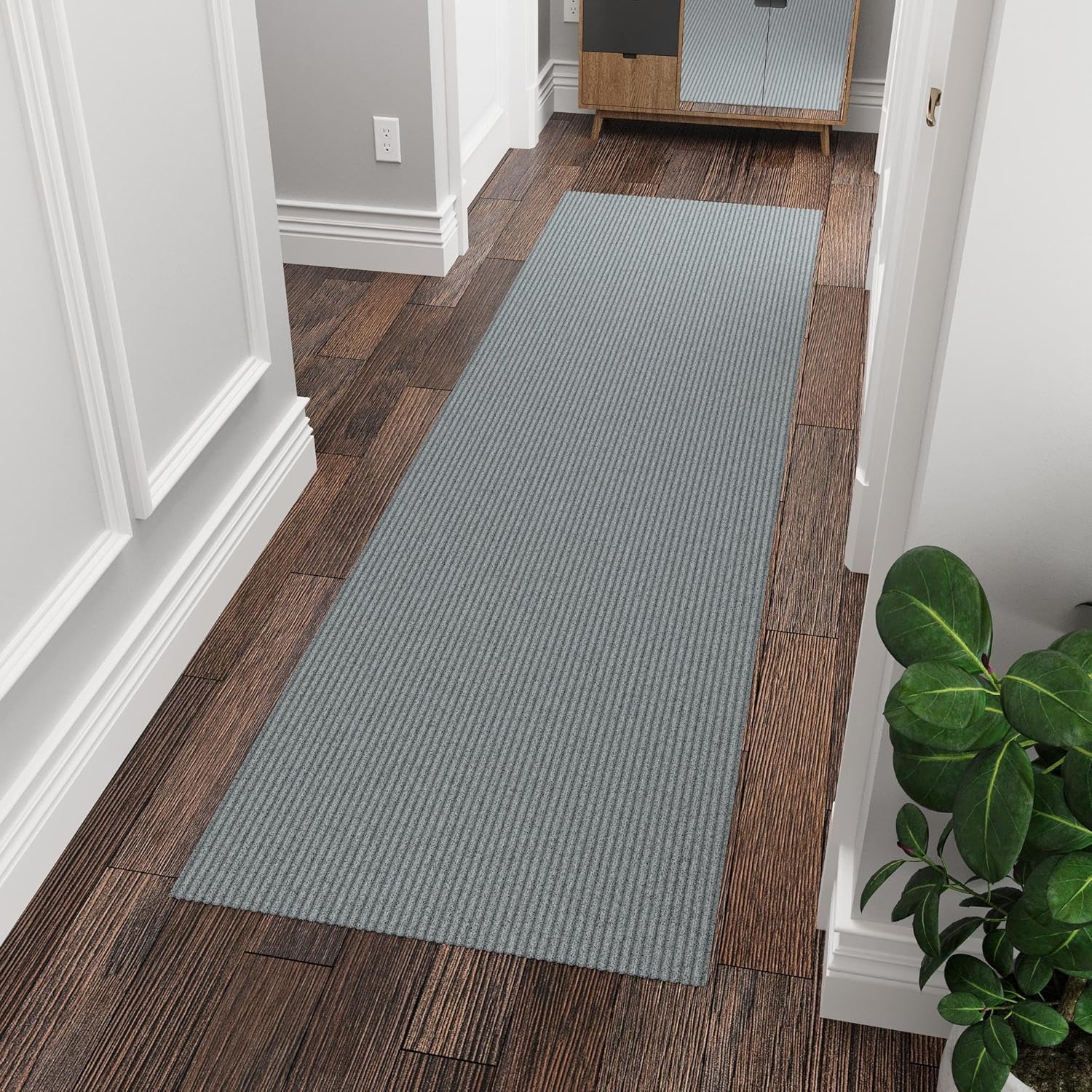 Scrape Rib – Alfombra antideslizante de goma de 3 x 7 pies, para interiores y exteriores, impermeable, para pasillo, cocina, sala de estar, garaje,