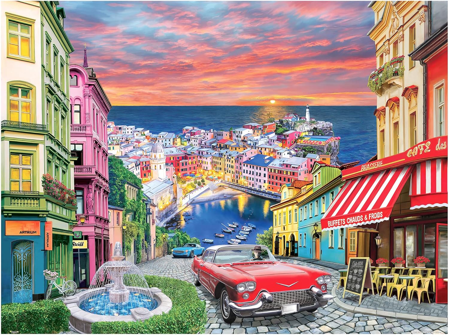 Pintoo Rompecabezas de 1200 piezas para adultos  Image World  Ciudad italiana en la costa hermoso rompecabezas de plástico para decoración del