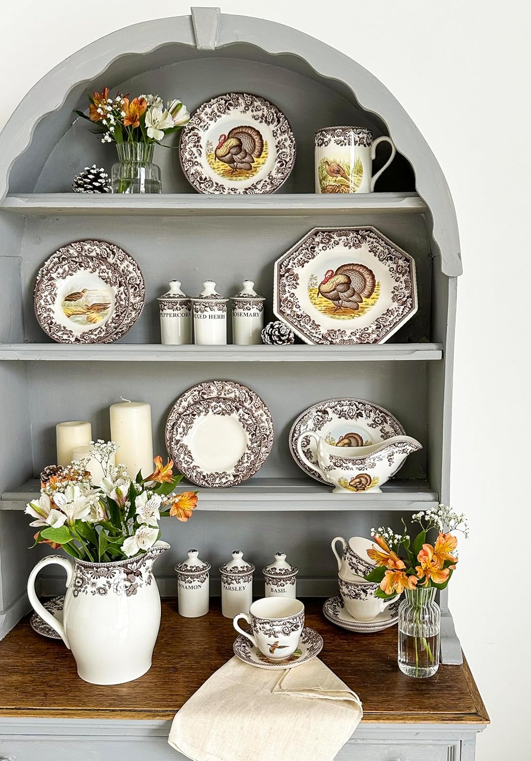 Spode – Plato para ensalada decorado con escena de la naturaleza de EE. UU.