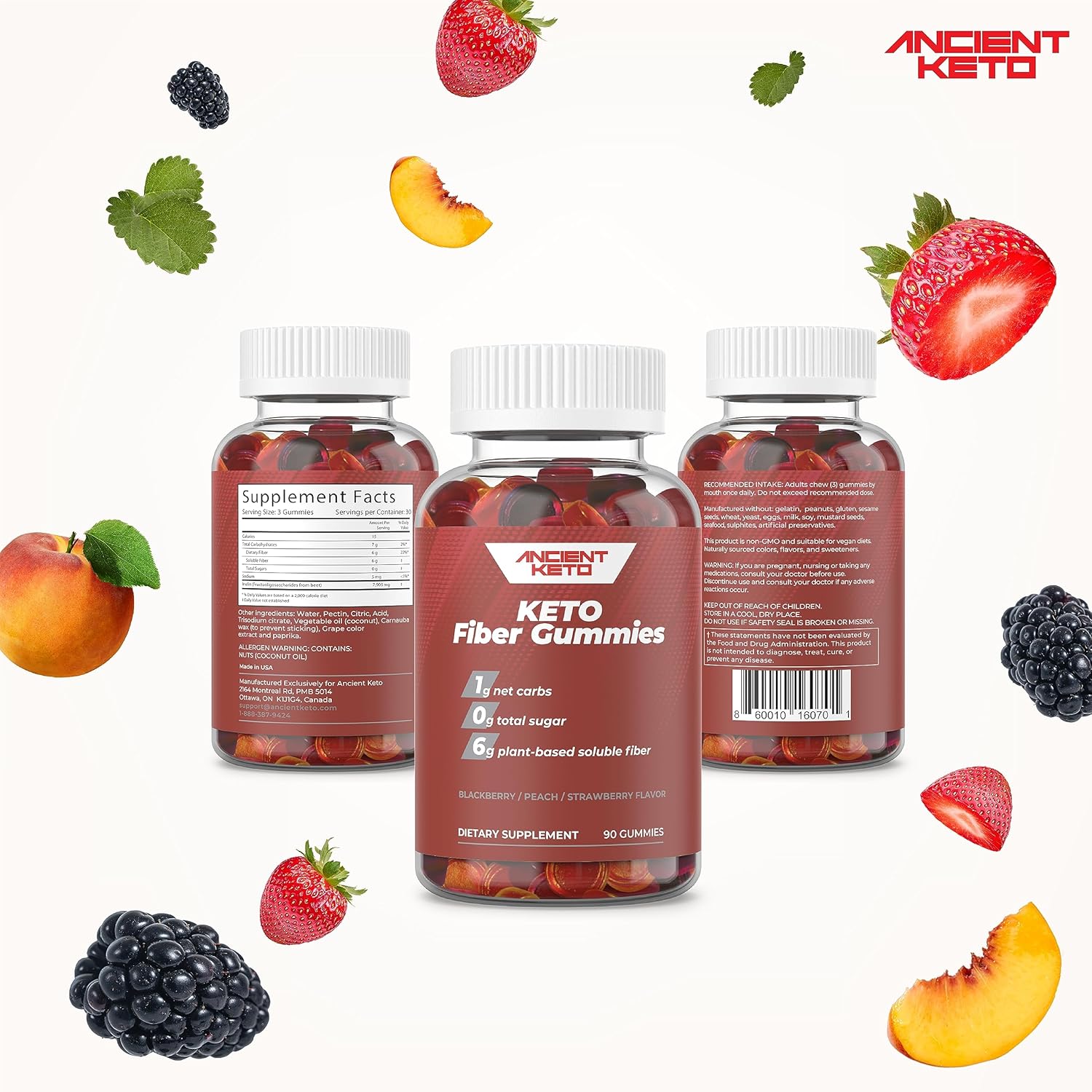 Gomitas de fibra keto sin azúcar para adultos  Suplemento vitamínico Keto para hombres y mujeres  Prebióticos de alta fibra a base de plantas,