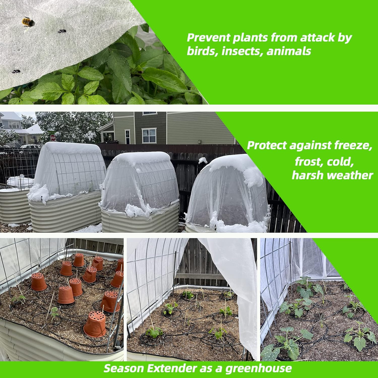 Cubiertas para plantas, protección contra congelación, 10 x 30 pies, manta de tela flotante para protección de invierno, 0.9 ozyd