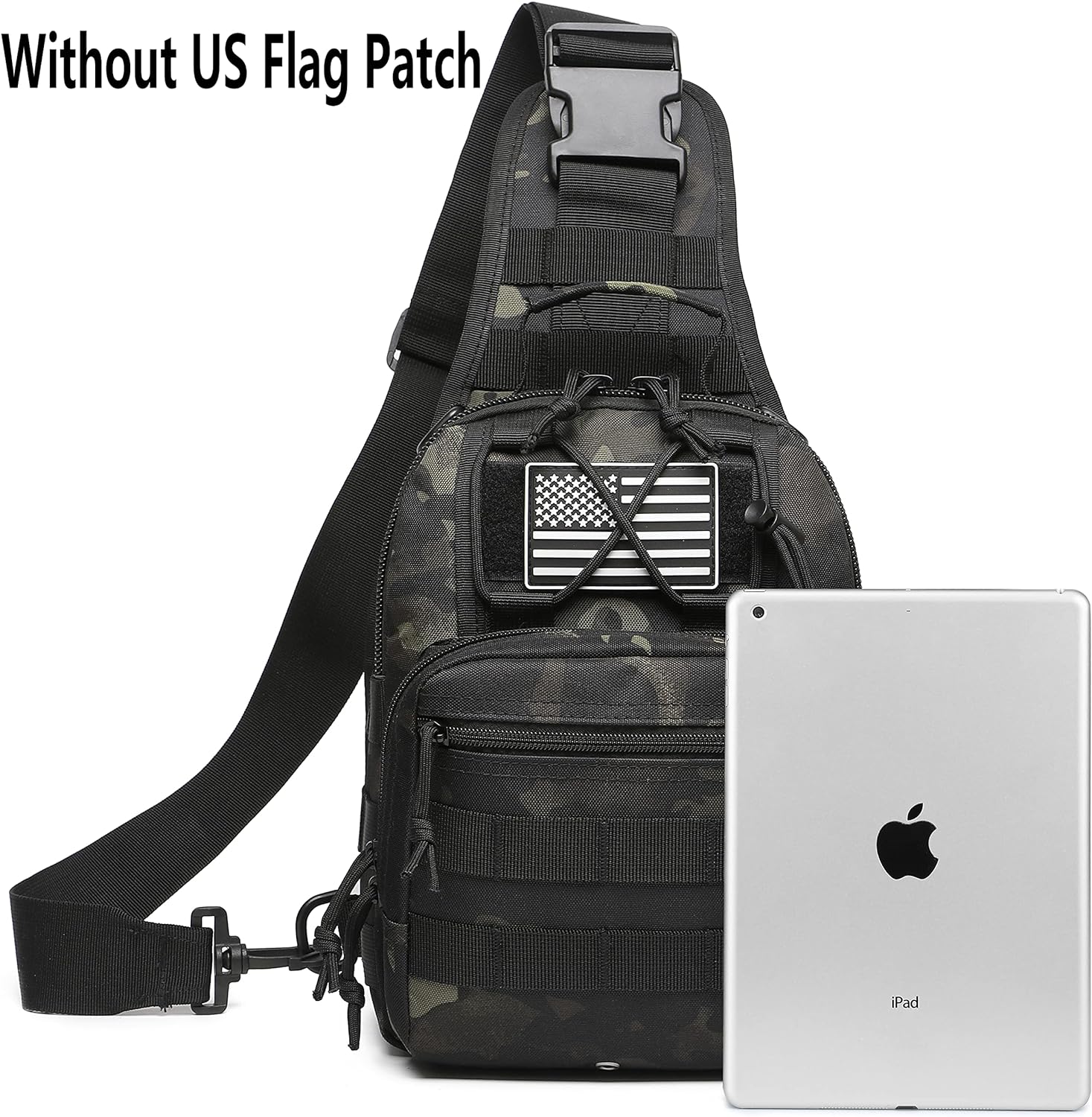ATBP Mochila táctica pequeña para hombre, bolsa de hombro militar, bolsa cruzada EDC para senderismo, 7 litros, Negro -, Classic