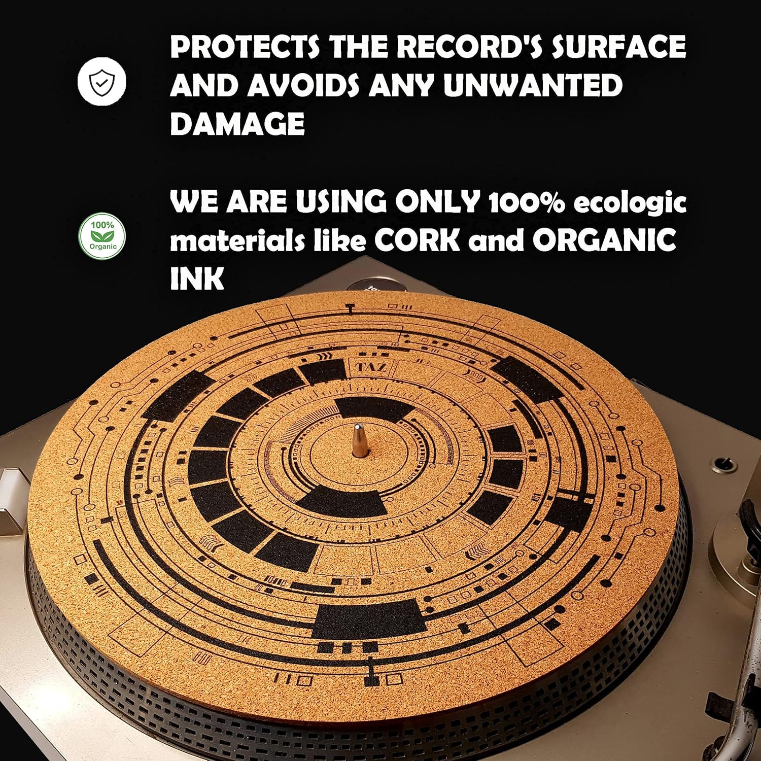 Tapete de corcho de alta calidad para tocadiscos de corcho 0.157 in de grosor para un mejor soporte de sonido en el tocadiscos de vinilo LP – Tapete