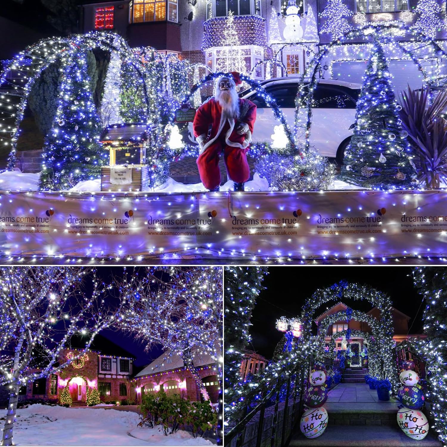 Brizled Luces de Navidad azules y blancas, 33 pies, 100 luces LED de 0.197 in de gran angular, mini tira de luces conectables, luz de árbol de