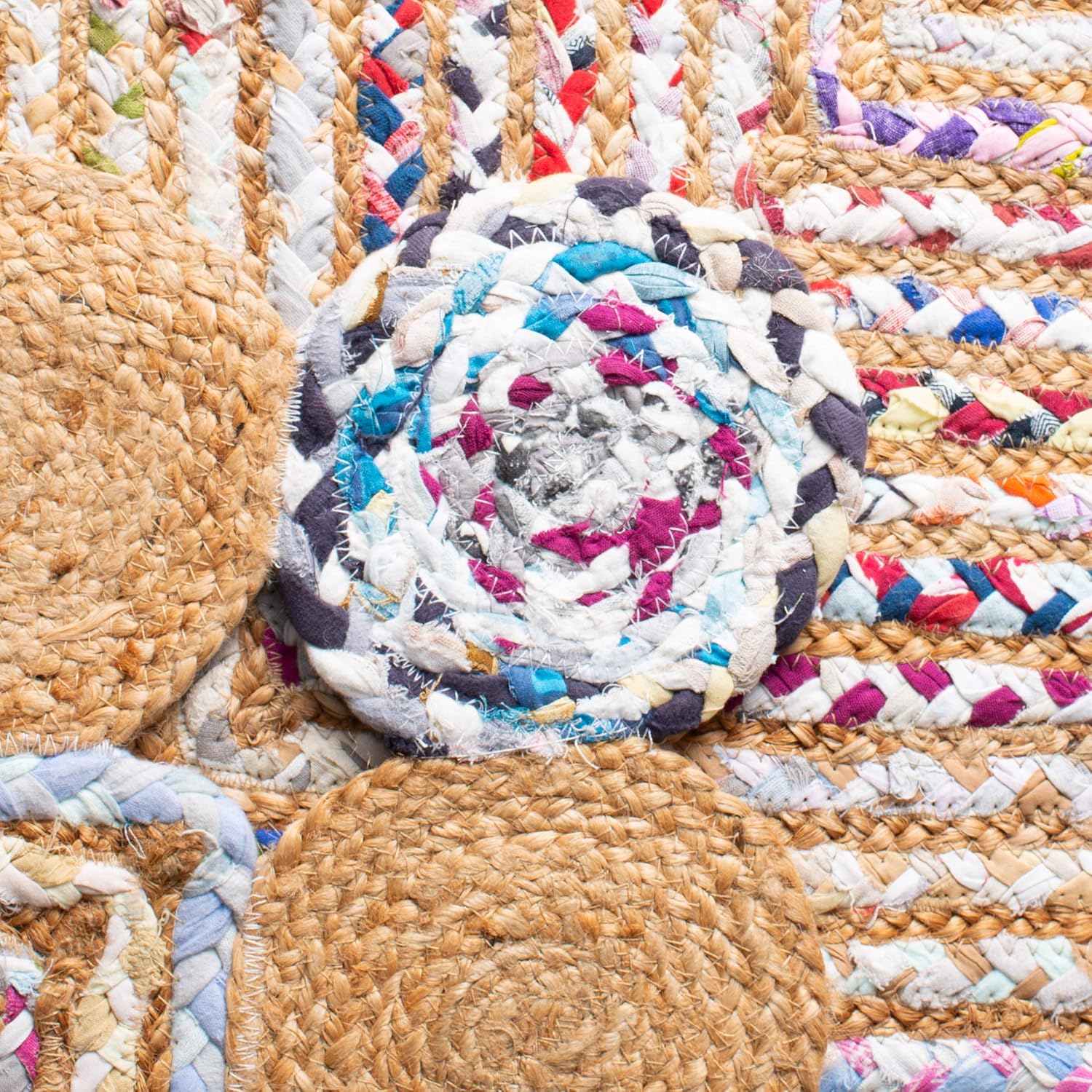 SAFAVIEH Cape Cod Collection – Alfombra de área de 6 x 9 pies, beige y multicolor, hecha a mano de yute trenzado y algodón, ideal para zonas de alto