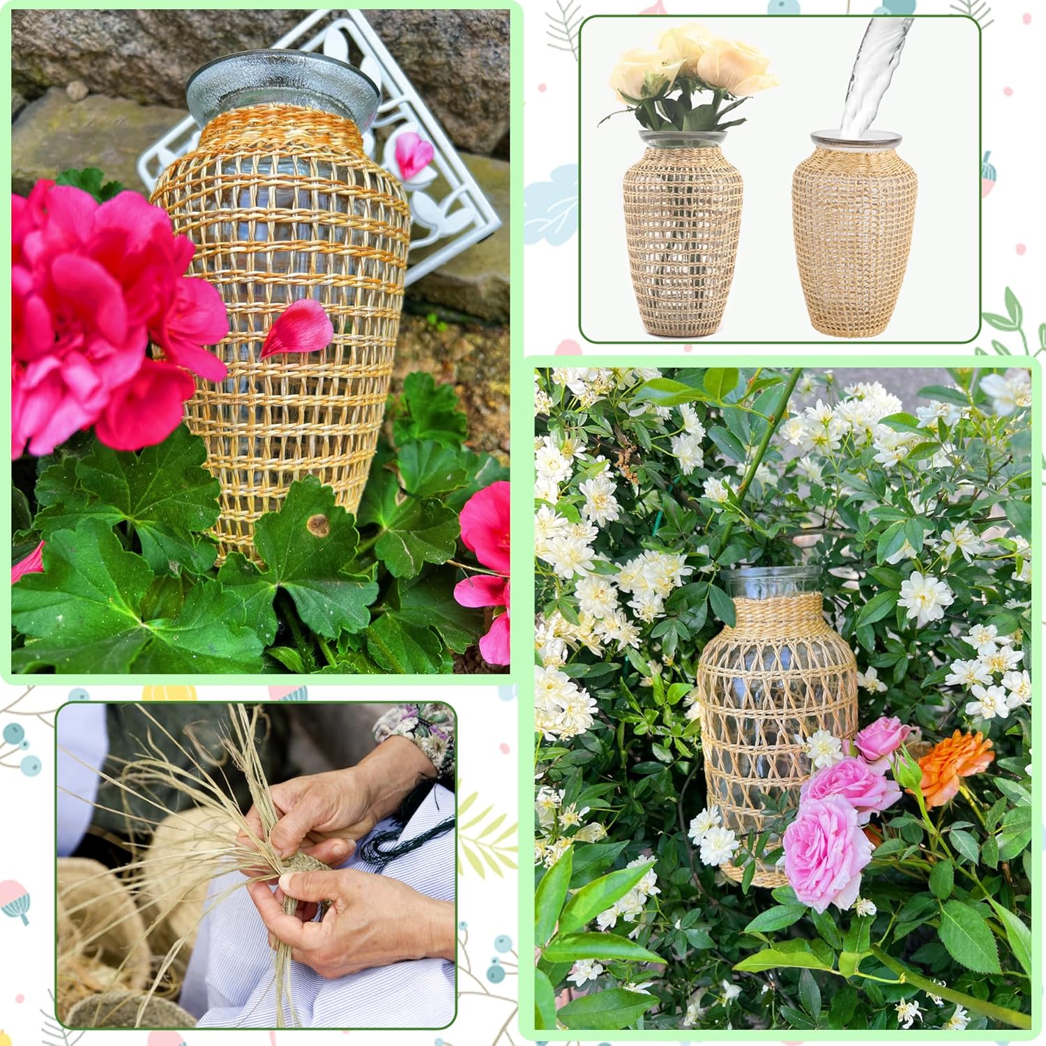 HHfutime Jarrones de vidrio para flores, jarrón bohemio, jarrón redondo de vidrio para centros de mesa, arreglos florales, jarrón de mesa para