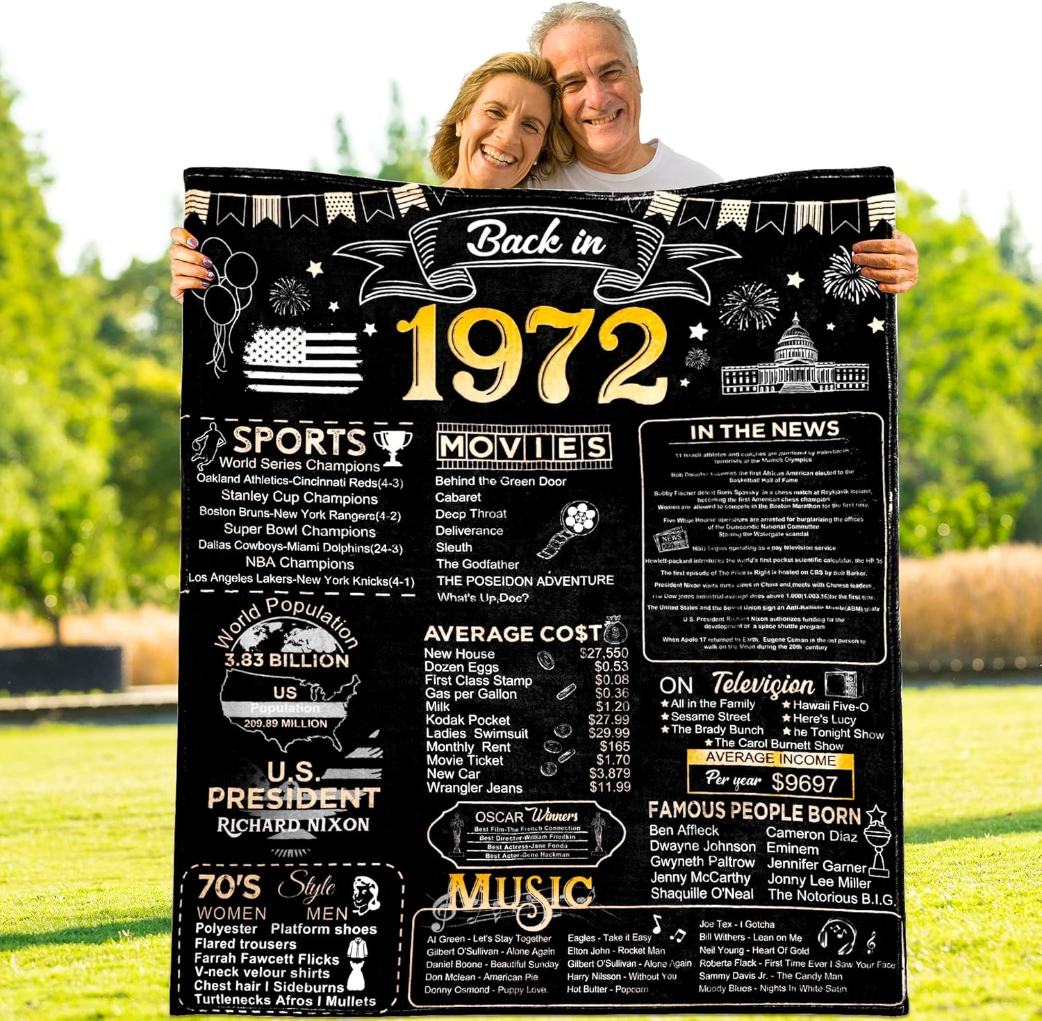 Manta de 52 cumpleaños de regalo para mujeres u hombres, regalo de aniversario de 52 años de 1972 para esposa, marido, mamá, papá, manta suave de
