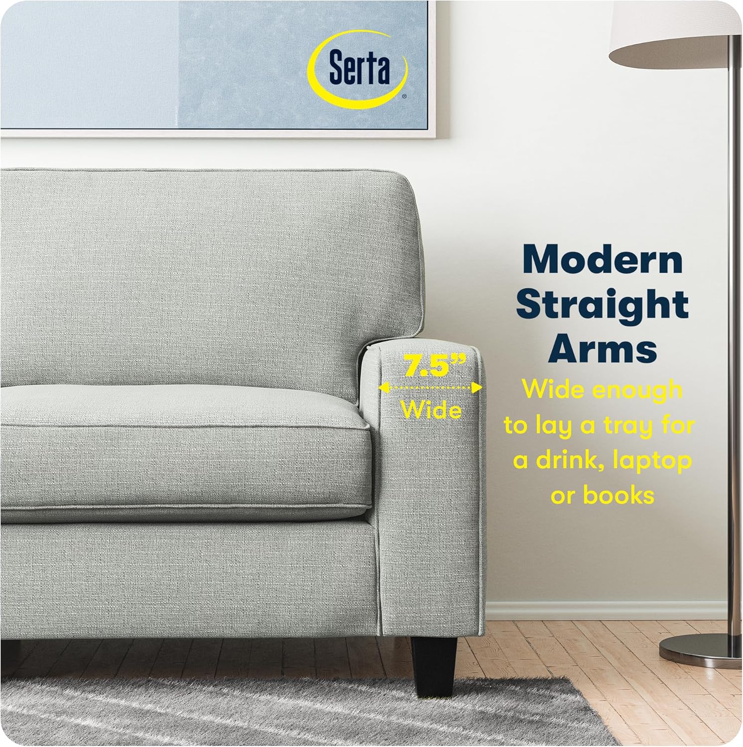 Serta Palisades Sofás Tapizados para Sala, Sofá de Diseño Moderno, Poliuretano, Gris (Pebble Gray)