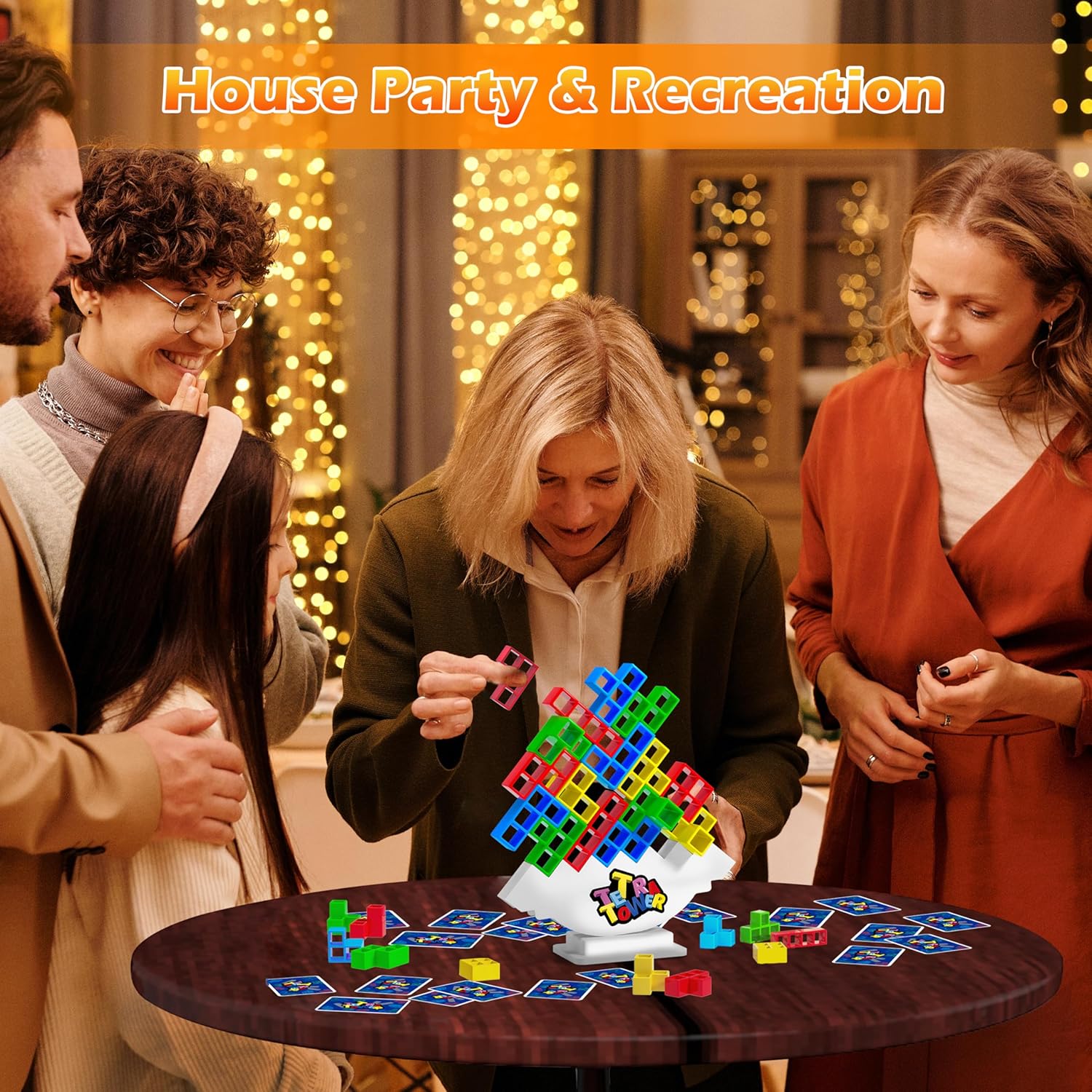 AZHU Tetra Tower – Bloque apilable de equilibrio, juegos de mesa para niños y adultos, juegos de fiesta, el juego de bloques de construcción de
