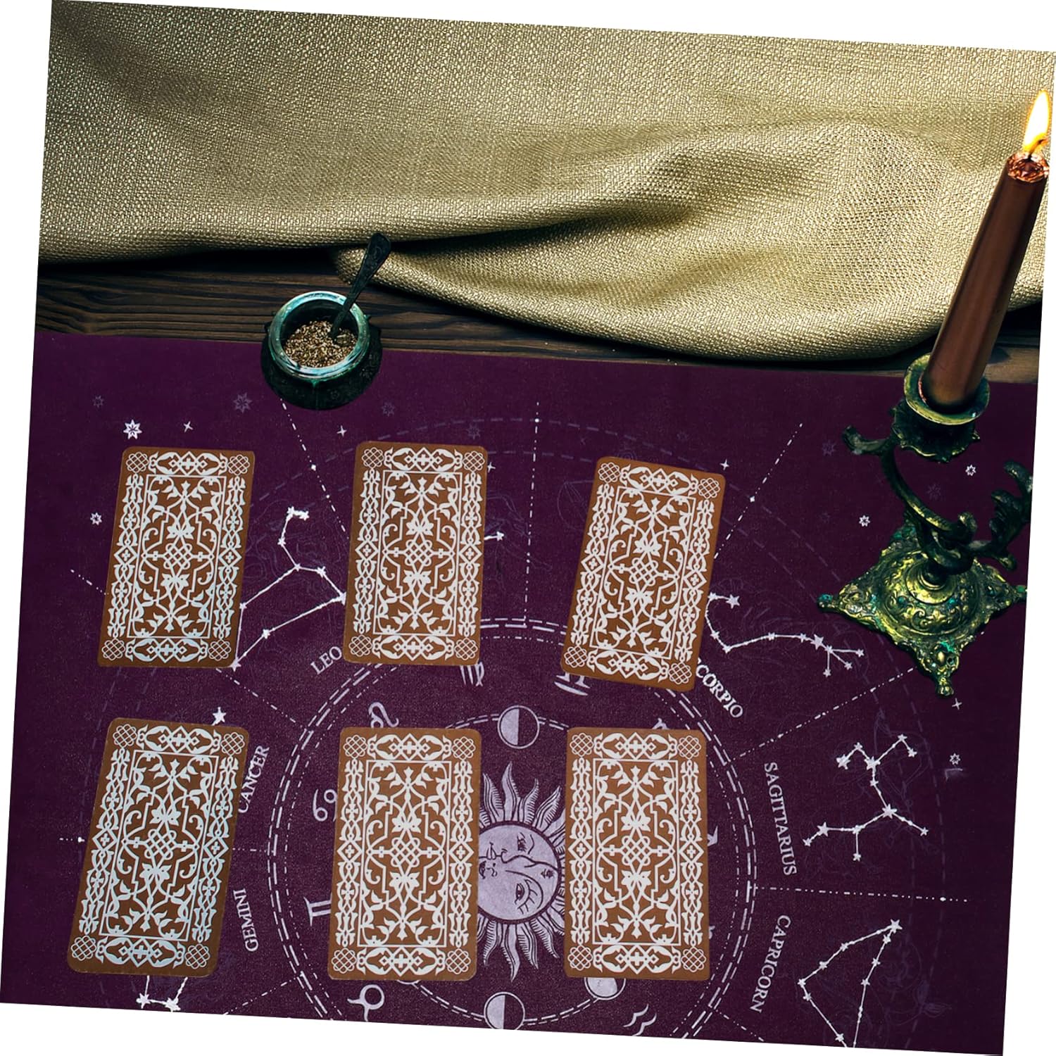SAFIGLE Tapiz de Adivinación Tarob Constelación, Tapiz de Fase Lunar, Tapiz de Tarot, Camino de Mesa de Tarot, Paño de Altar Pagano, Tarot, Tela de