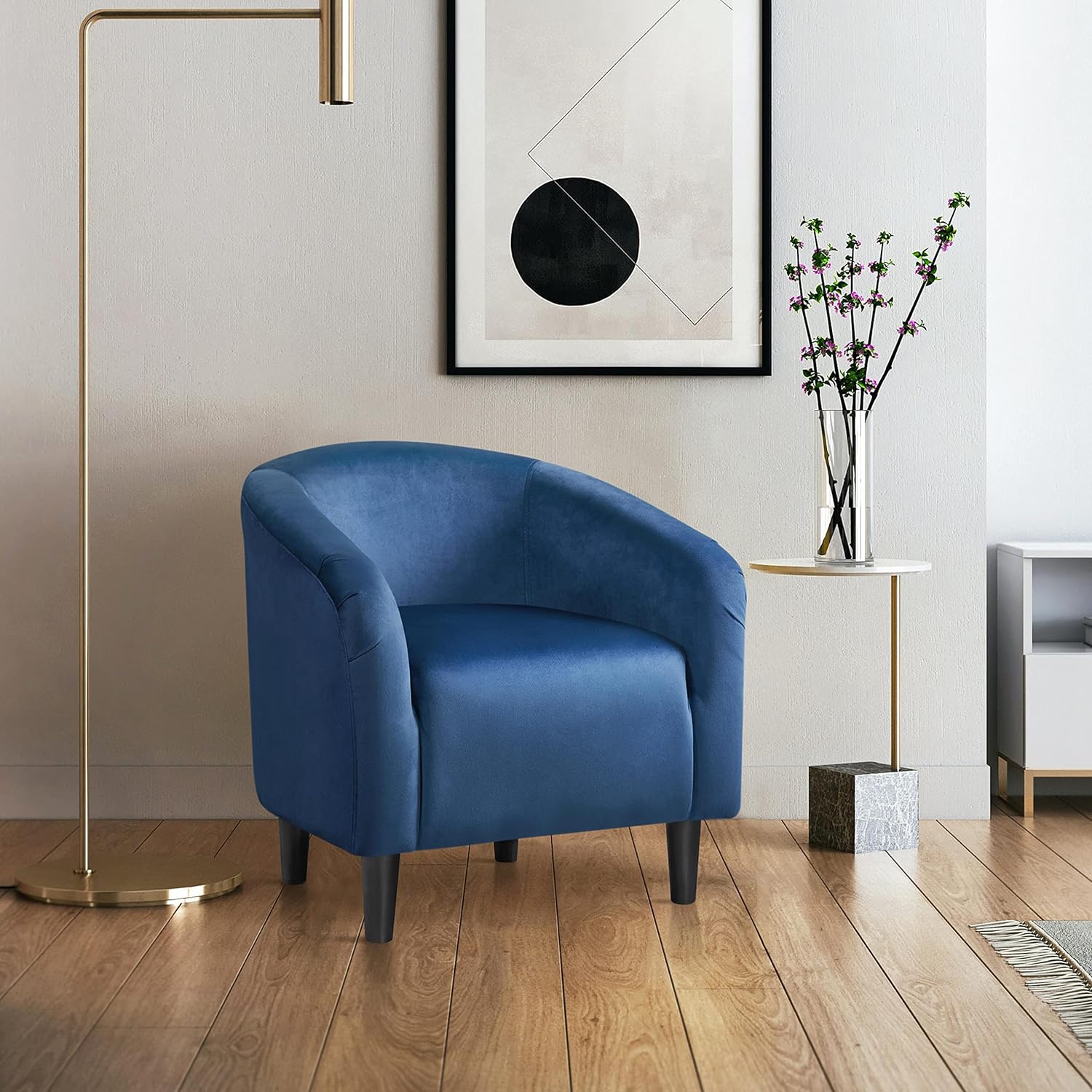 Topeakmart Silla decorativa de terciopelo, cómoda y moderna silla de club de terciopelo con reposabrazos y patas resistentes para sala de