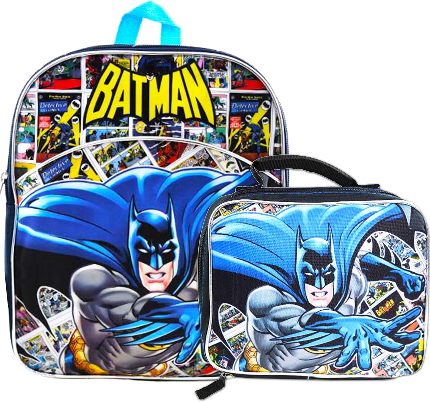 Batman Mochila con lonchera para niños pequeños  Bolsa escolar de Batman de lujo de 11 pulgadas para niños y hombres con bolsa de almuerzo de