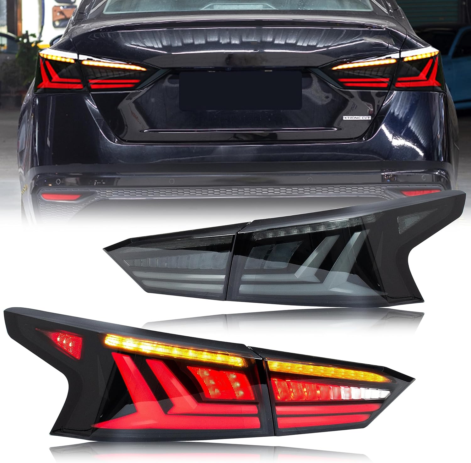 inginuity time Luces traseras LED para Nissan Altima 2019-2024 Lámparas traseras ahumadas SR secuencial señal inicio animación asamblea