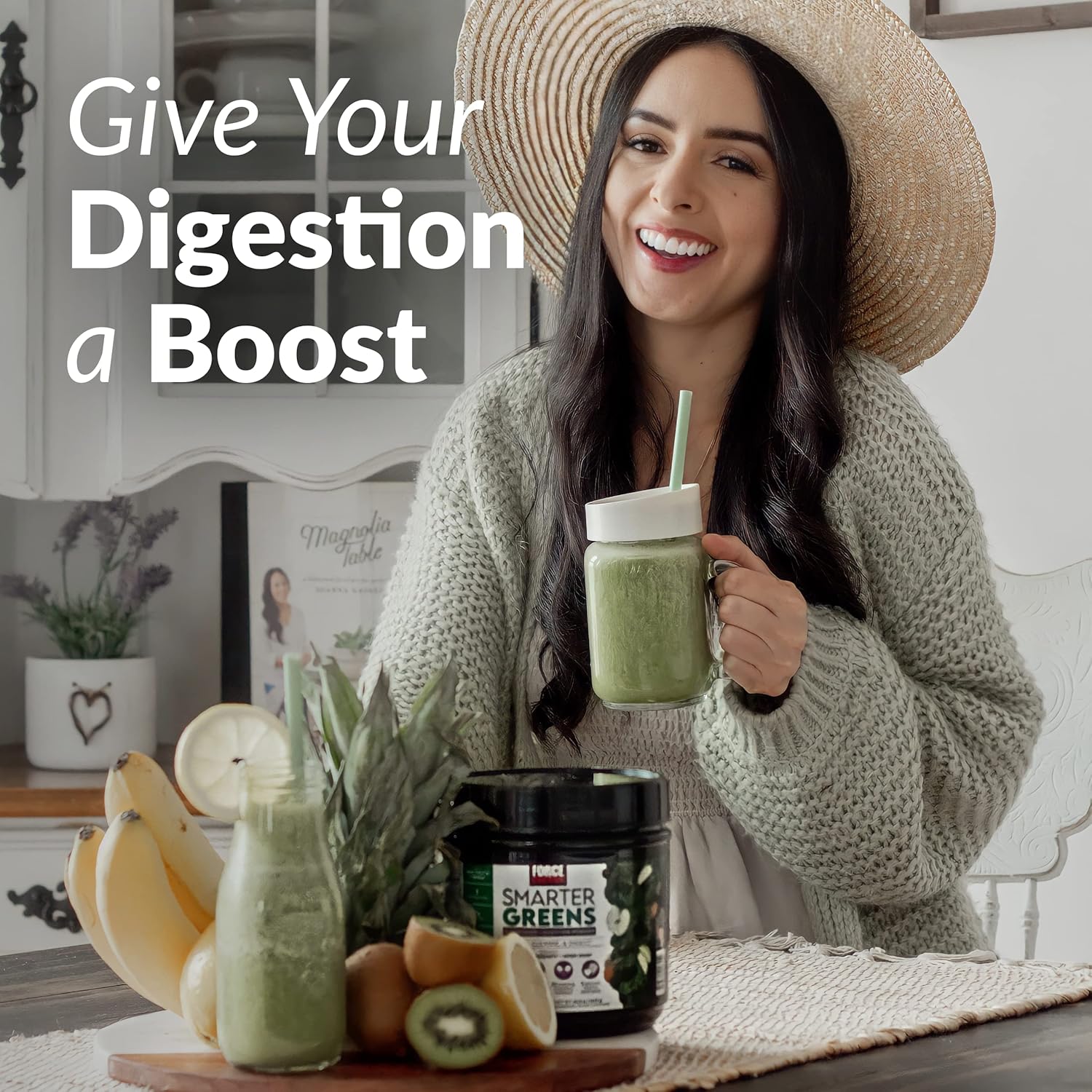 Force Factor Smarter Greens Superfoods + polvo de digestión, paquete de 2, polvo verde con 2 mil millones de probióticos, enzimas digestivas y