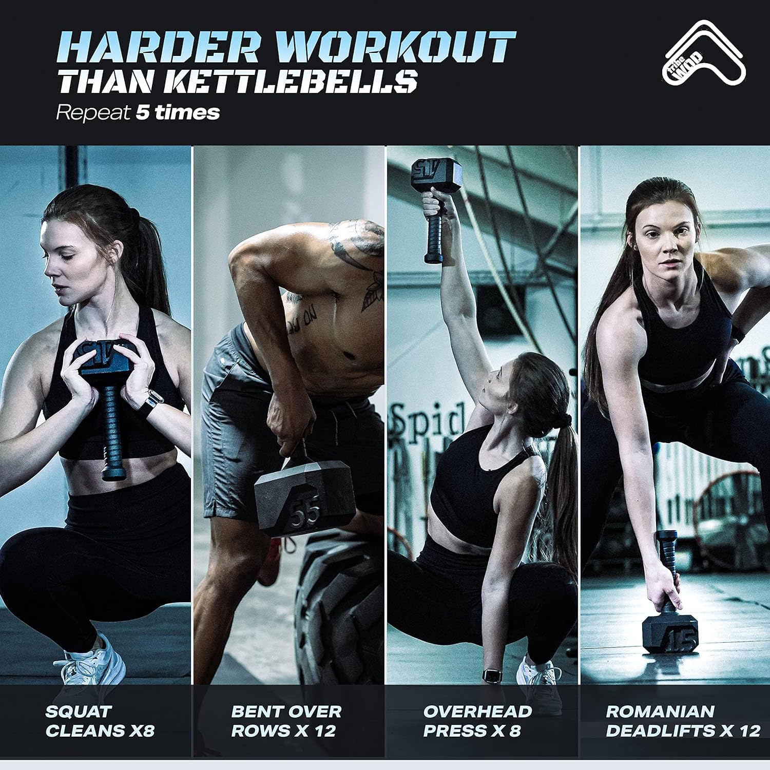 Tribe WOD Hammer – Pesa rusa de 15-70 libras + ajustable  Equipo de entrenamiento cruzado para construcción muscular, cardio, fitness, pesas para