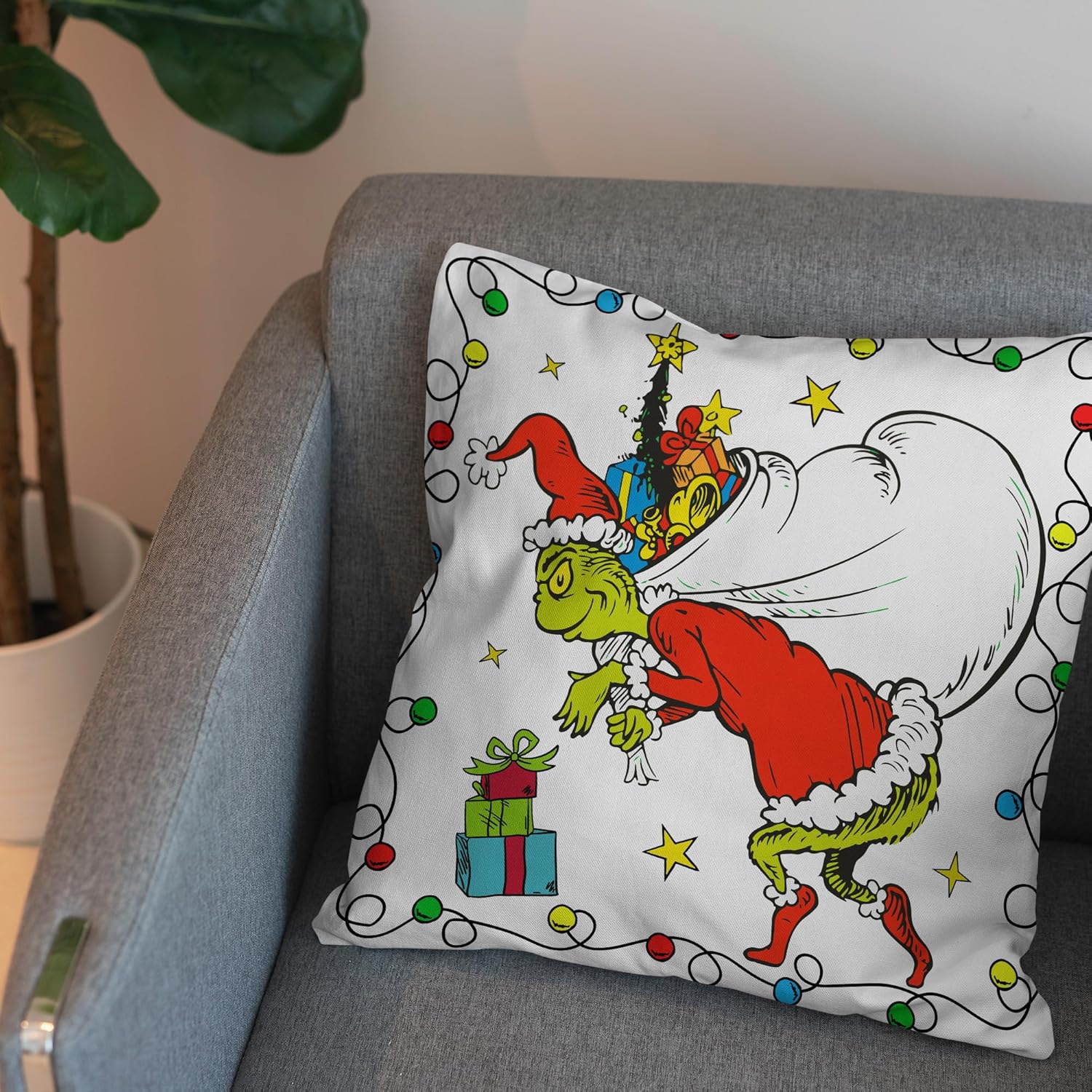 Funda de almohada Grinch para decoración de Navidad, Año Nuevo, invierno, Navidad, decoración de Navidad para fiesta en el hogar