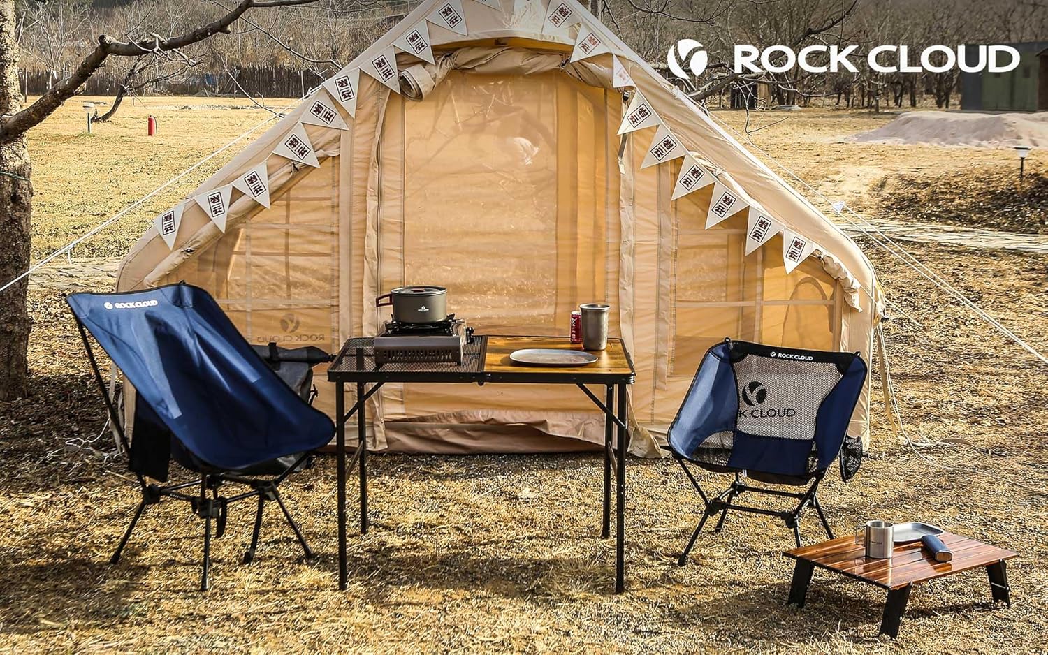 ROCK CLOUD Paquete de 2 sillas de campamento compactas portátiles y ultraligeras, sillas plegables para exteriores, tamaño grande para campamento,