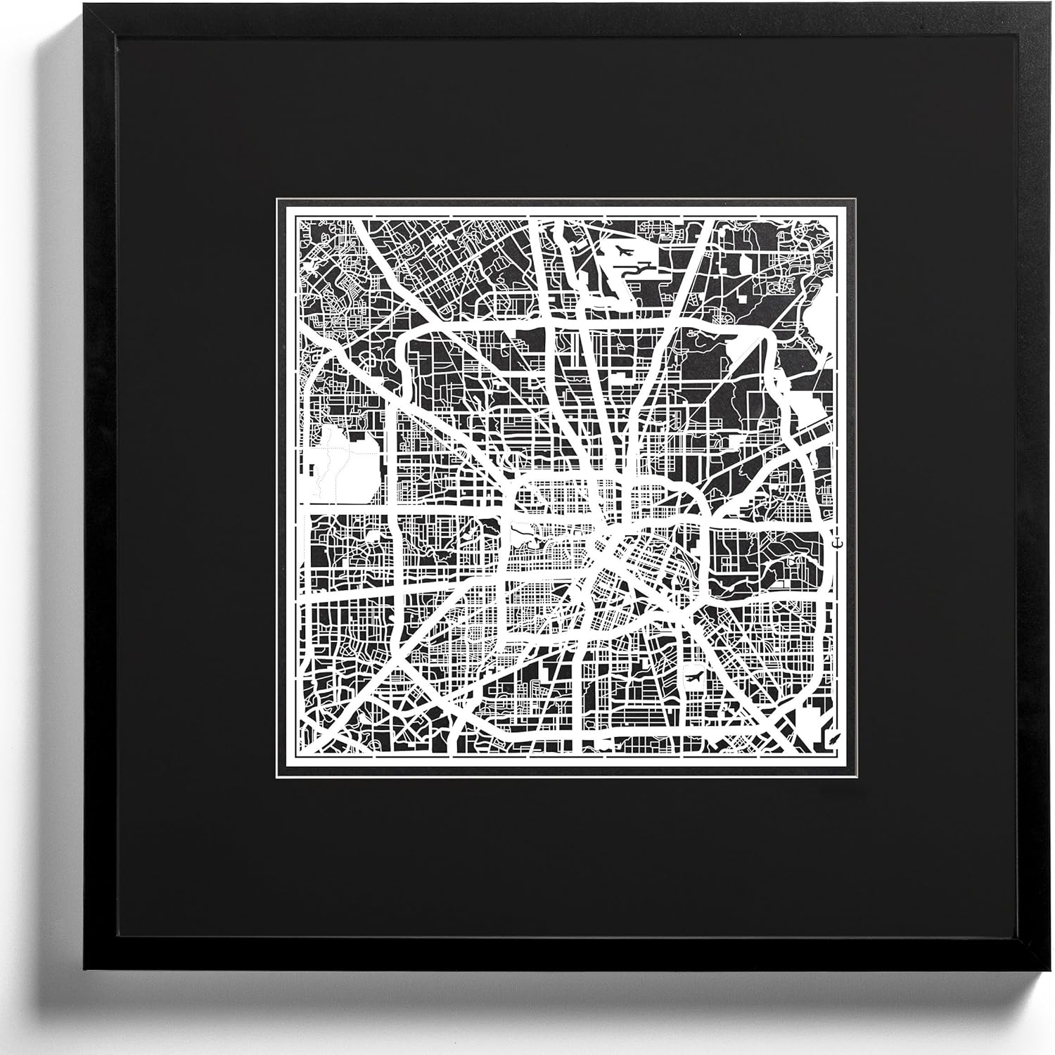 O3 Design Studio – Mapa de corte de papel de Houston de 12 x 12 pulgadas, color blanco