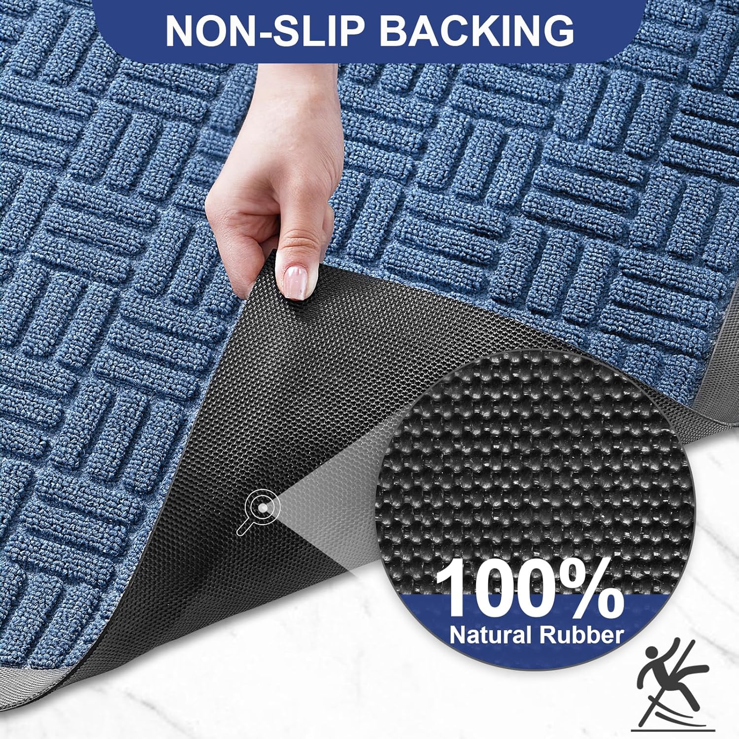 Mibao Tapete para puerta delantera, resistente y duradero, tapete de bienvenida para interiores y exteriores, atrapador de suciedad, impermeable,