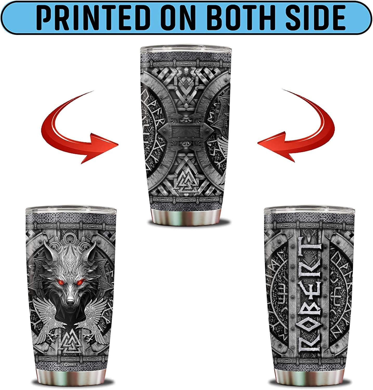 Regalos personalizados de lobo para hombres, niños, papá, esposo, 20 onzas, taza de café aislada de acero inoxidable, taza de viaje, botella de agua