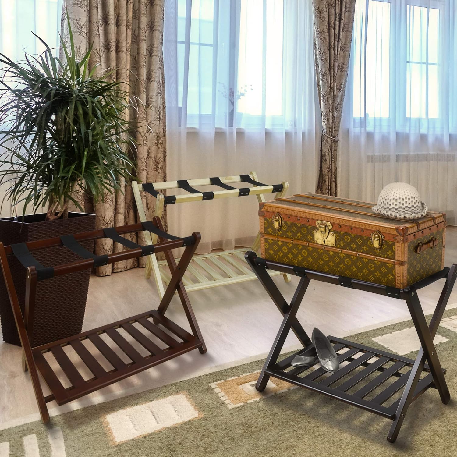 Casual Home estantería para equipaje con estante, madera maciza
