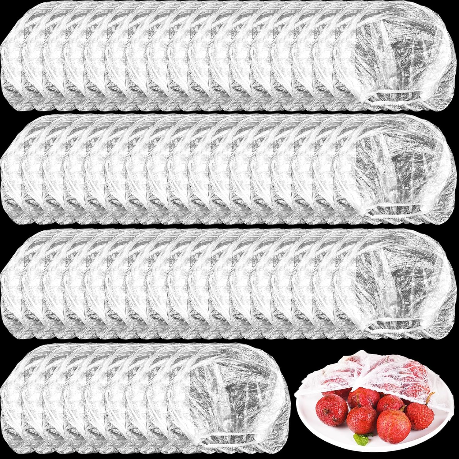 400 bolsas de almacenamiento de alimentos de plástico, tapas elásticas para tazones de sellado, fundas ajustables para cuencos de cocina familiar,