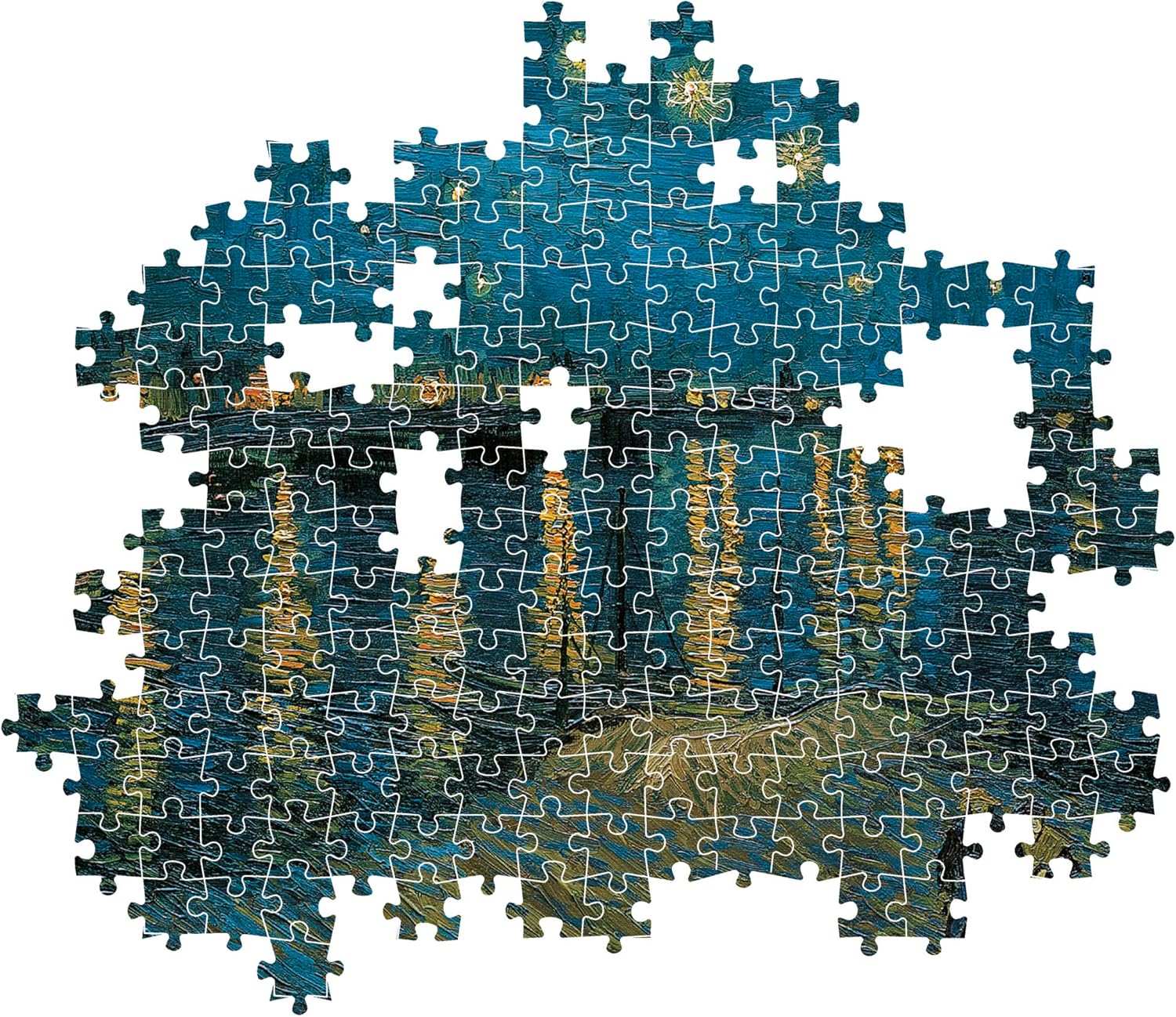 Clementoni – Colección Museo Van Gogh, Noche estrellada sobre el Ródano-Rompecabezas de 1000 piezas, entretenimiento para adultos-Hecho en Italia,