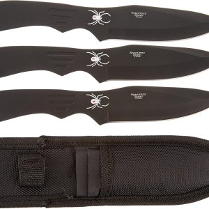 BladesUSA Perfect Point – Cuchillos para lanzar  Juego de 3  Cuchillas y asas de acero inoxidable negro con diseño de araña, funda de nailon, BladesUSA Perfect Point – Cuchillos para lanzar  Juego de 3  Cuchillas y asas de acero inoxidable negro con diseño de araña, funda de nailon,