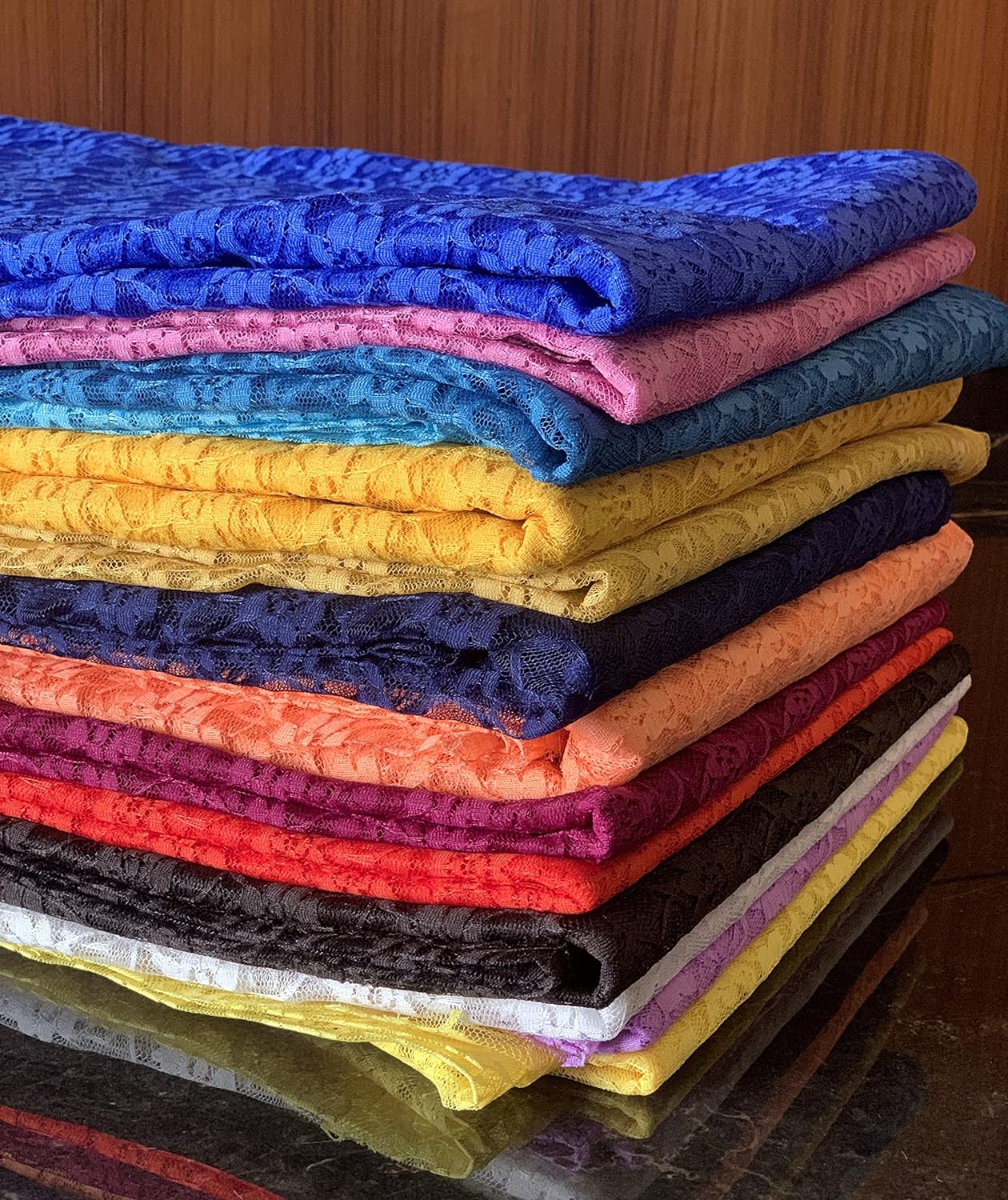 MDS – Paquete de 10 yardas de tela de encaje Raschel sólida, perno de tela de encaje vintage para vestido de novia, moda, manualidades,