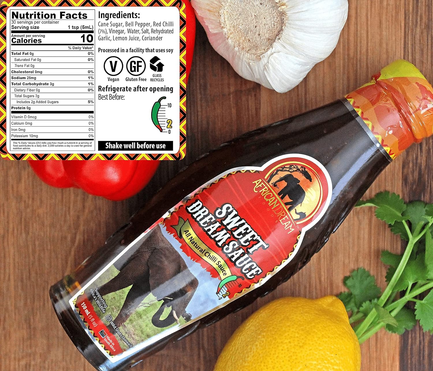 African Dream Foods Paquete de regalo de salsa picante  Pimienta fantasma africana, chile ojo de pájaro, braai sureño, dulce sueño, limón y ajo