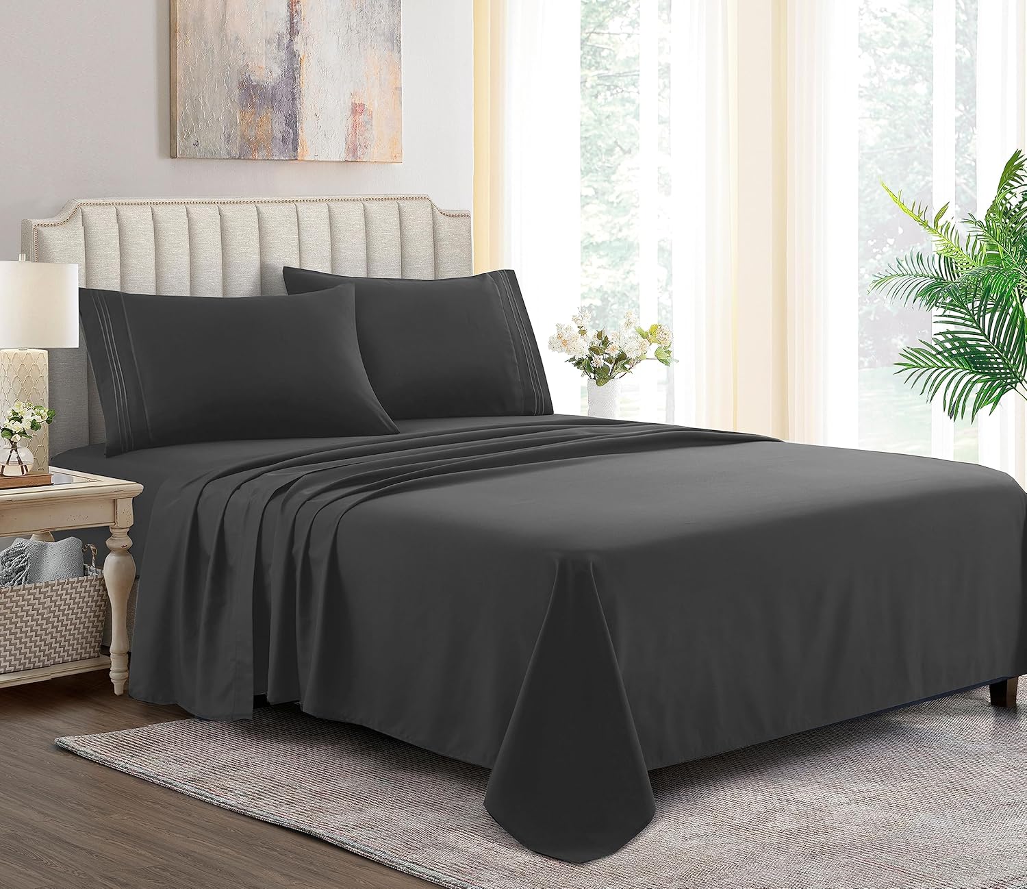 SmartM’Raud Sábanas King  Juego de 4 piezas  Elegantes, cómodas, extrasuaves, sábanas y fundas de almohada de lujo para hotel, bolsillos profundos,