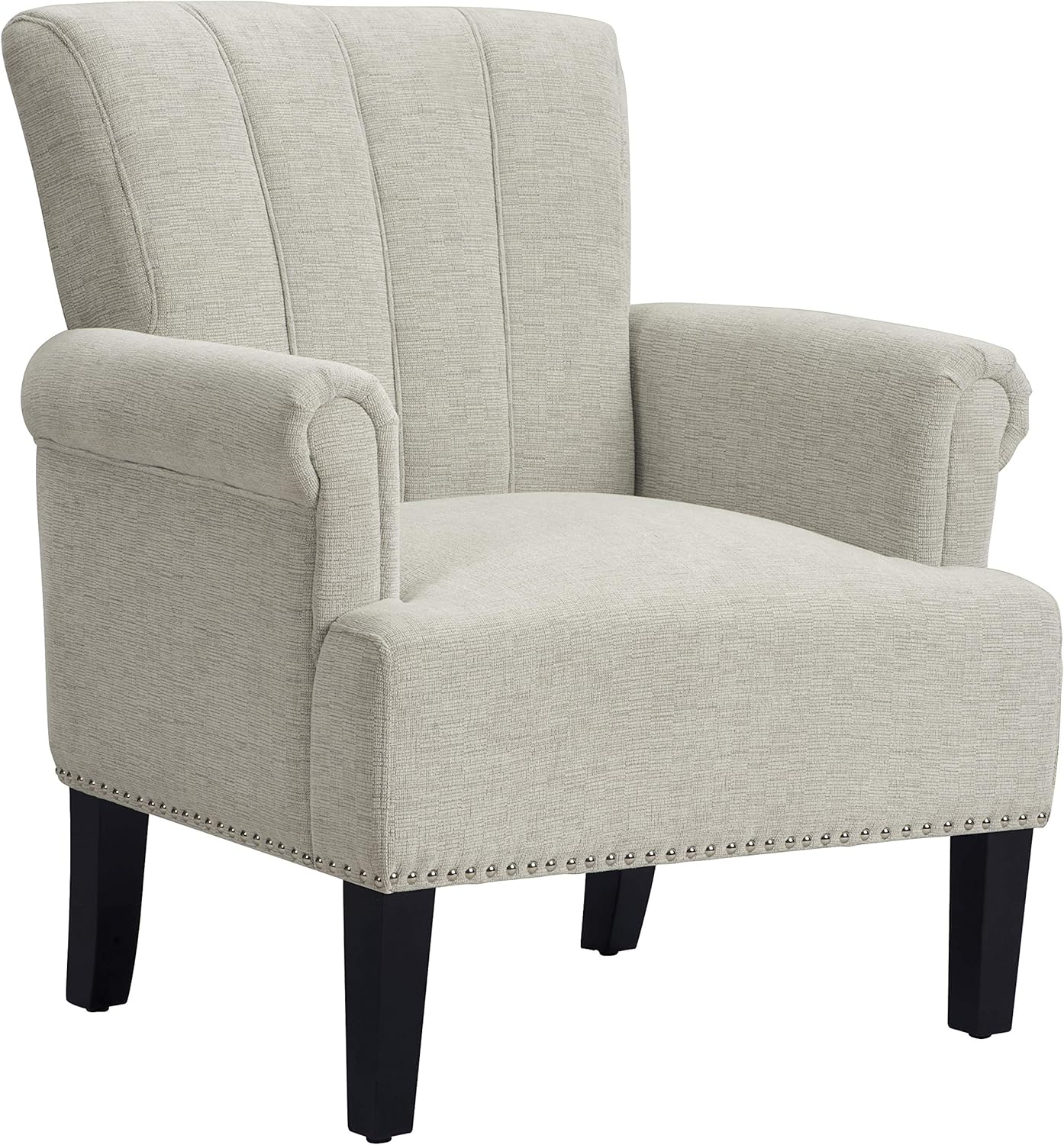Accent Rivet – Sillón de poliéster copetudo, silla reclinable, silla de lectura, color crema