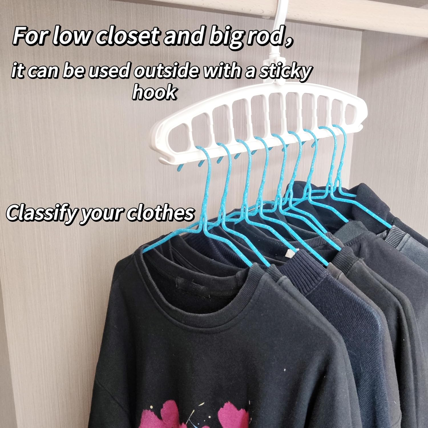 Perchas que ahorran espacio para organizadores de clóset y almacenamiento, colgador de ropa de plástico blanco resistente para suéter de camisa,