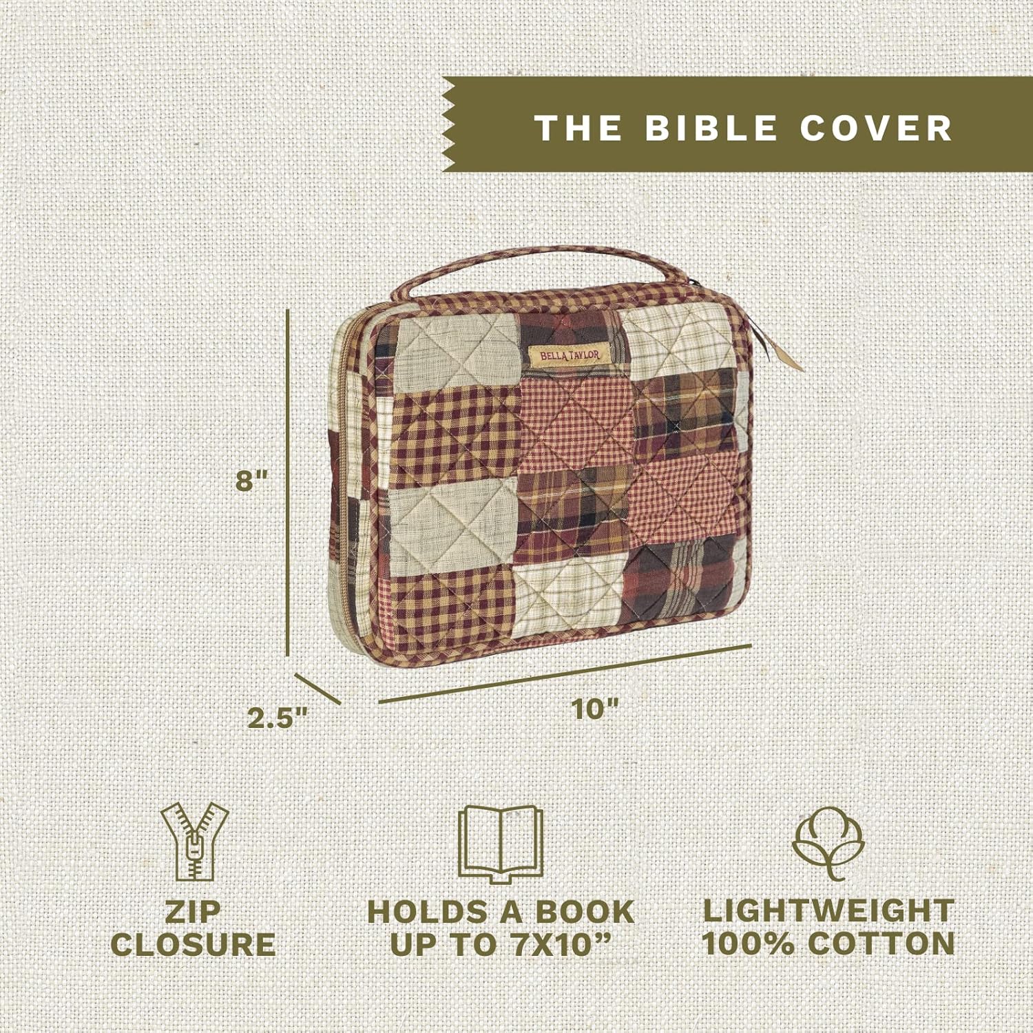 Bella Taylor Funda para la Biblia para mujer  Organizador de Biblia y estuche de transporte para Biblias medianas y grandes  Parche acolchado de