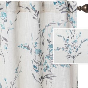 MYSKY HOME Cortinas de sala de estar de 108 pulgadas de largo para ventanas, cortinas de lino traslúcido mezclado con estampado floral, privacidad MYSKY HOME Cortinas de sala de estar de 108 pulgadas de largo para ventanas, cortinas de lino traslúcido mezclado con estampado floral, privacidad