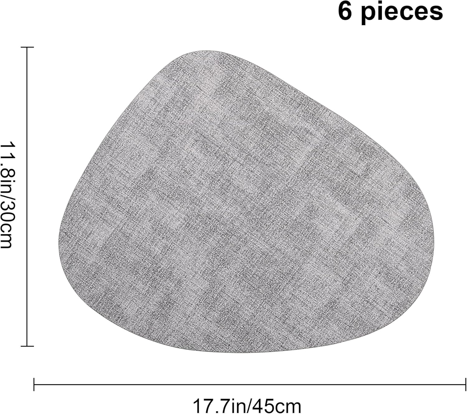 fanquare Juego de 6 manteles individuales de piel sintética color gris, lavables para mesa de comedor, 16.7 x 13.4 pulgadas, resistentes al calor,
